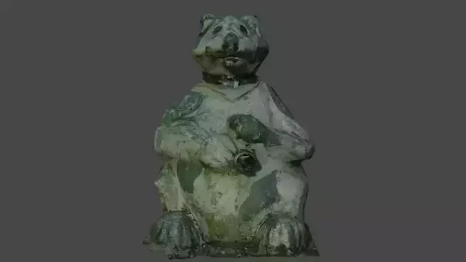 Concrete statue of a bear