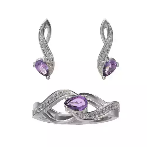 Jewelry ring and earrings 3dm stl