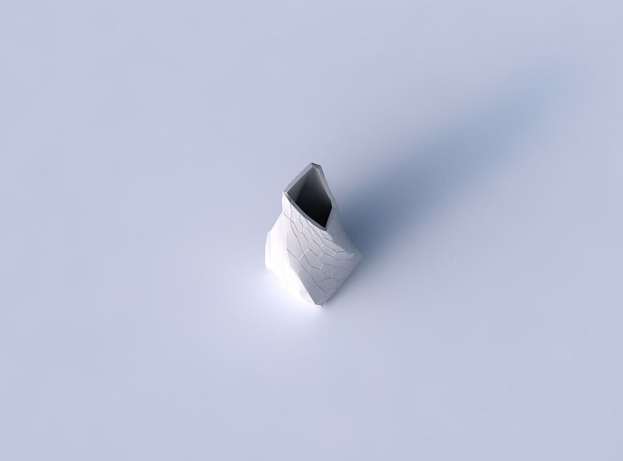 Vase twisted top bent quadratic with fine organic cells 3D print model_2