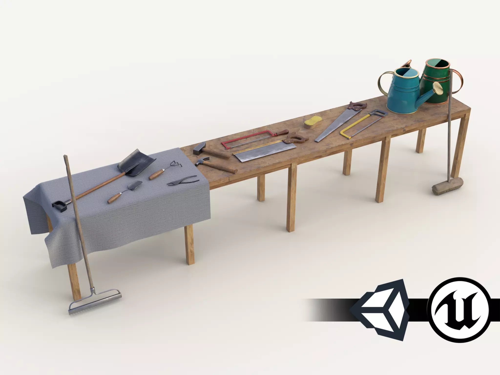 PBR Assets - Farm Tools Low-poly 3D model_0