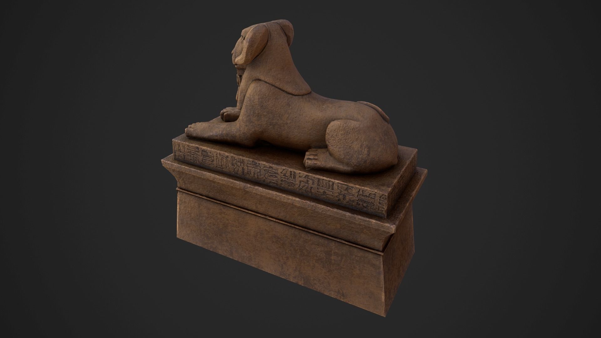 Criosphinx egyptian sphinx statue Low-poly 3D model_5