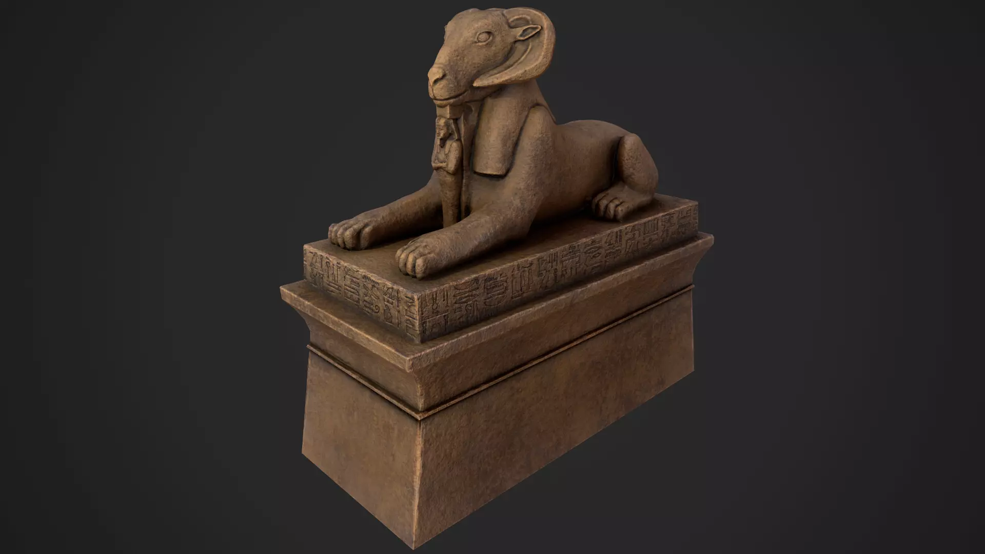Criosphinx egyptian sphinx statue Low-poly 3D model_0