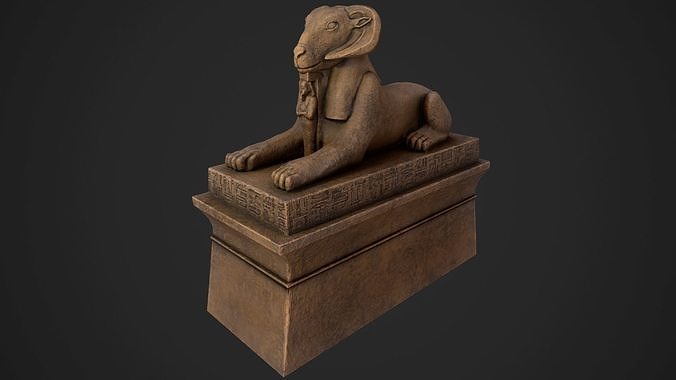 Criosphinx egyptian sphinx statue Low-poly 3D model