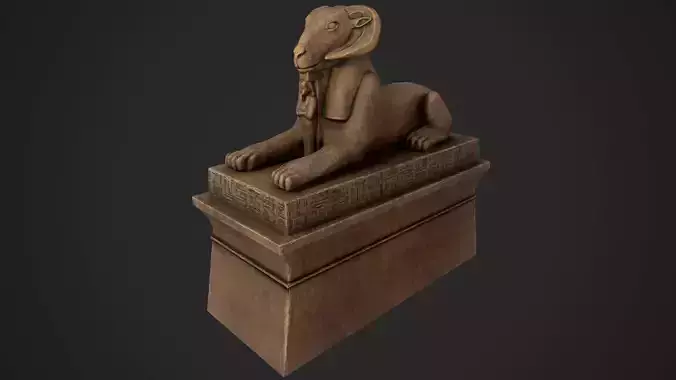 Criosphinx egyptian sphinx statue Low-poly 3D model Criosphinx egyptian sphinx statue Low-poly 3D model