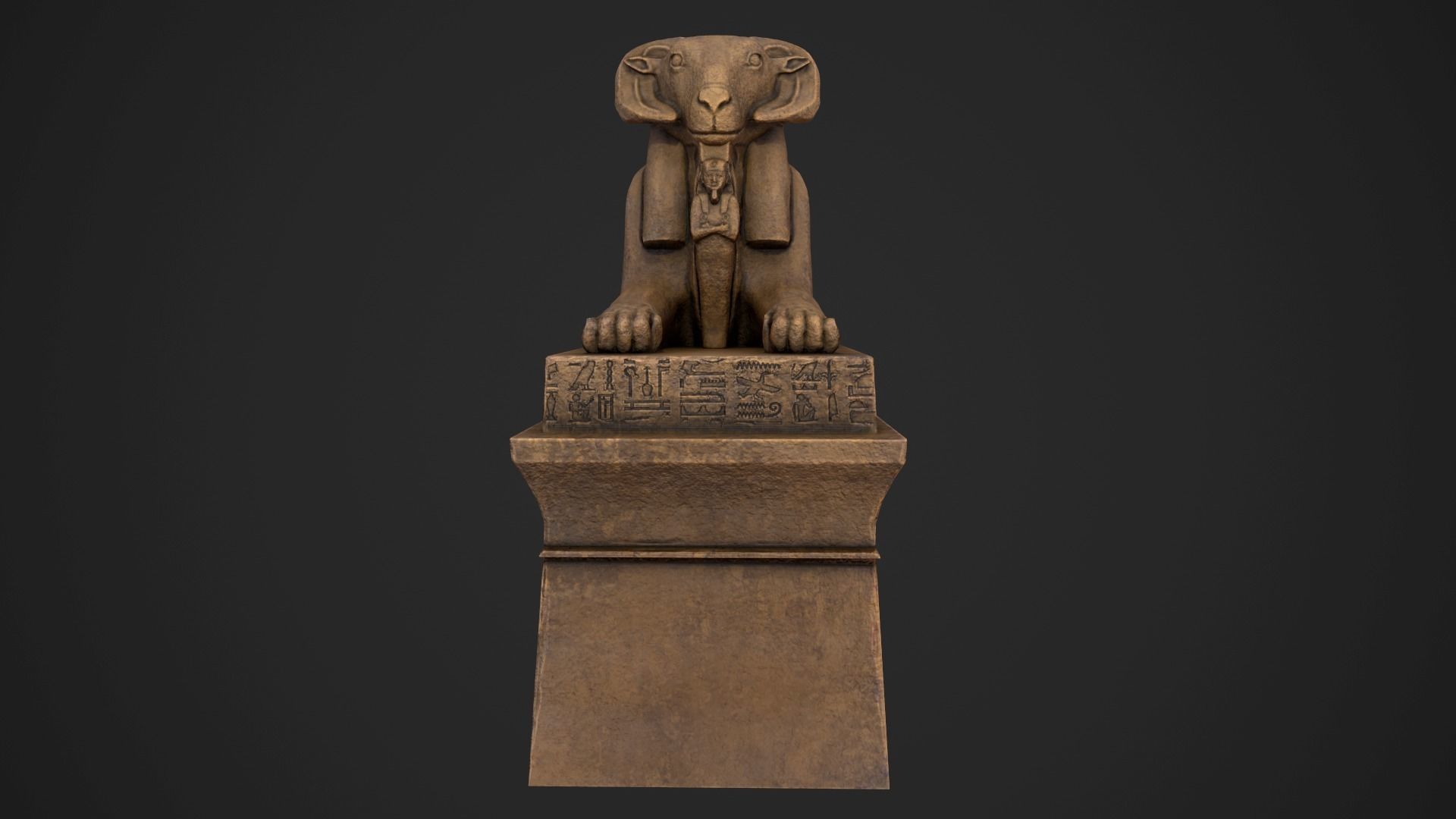 Criosphinx egyptian sphinx statue Low-poly 3D model_1