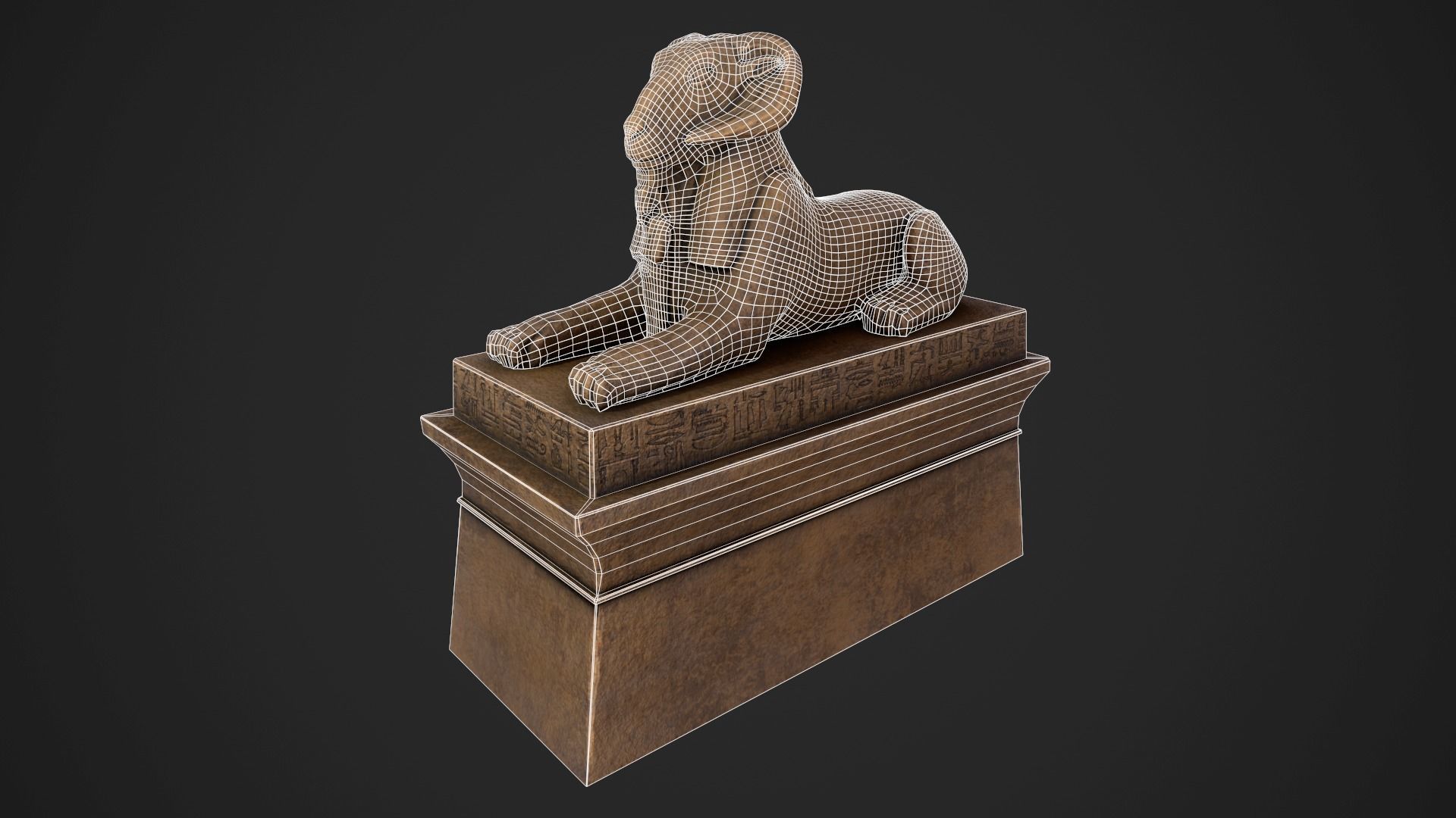 Criosphinx egyptian sphinx statue Low-poly 3D model_6
