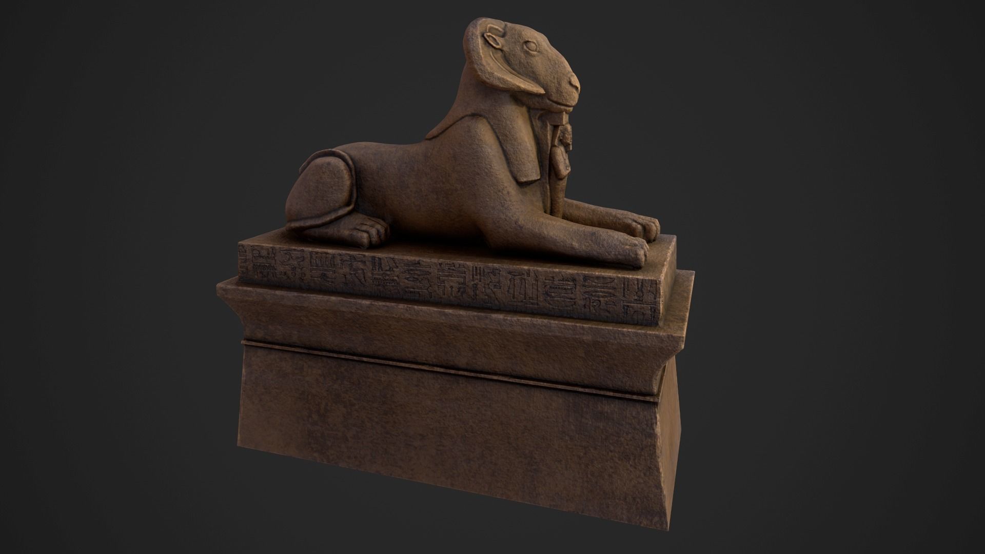 Criosphinx egyptian sphinx statue Low-poly 3D model_2