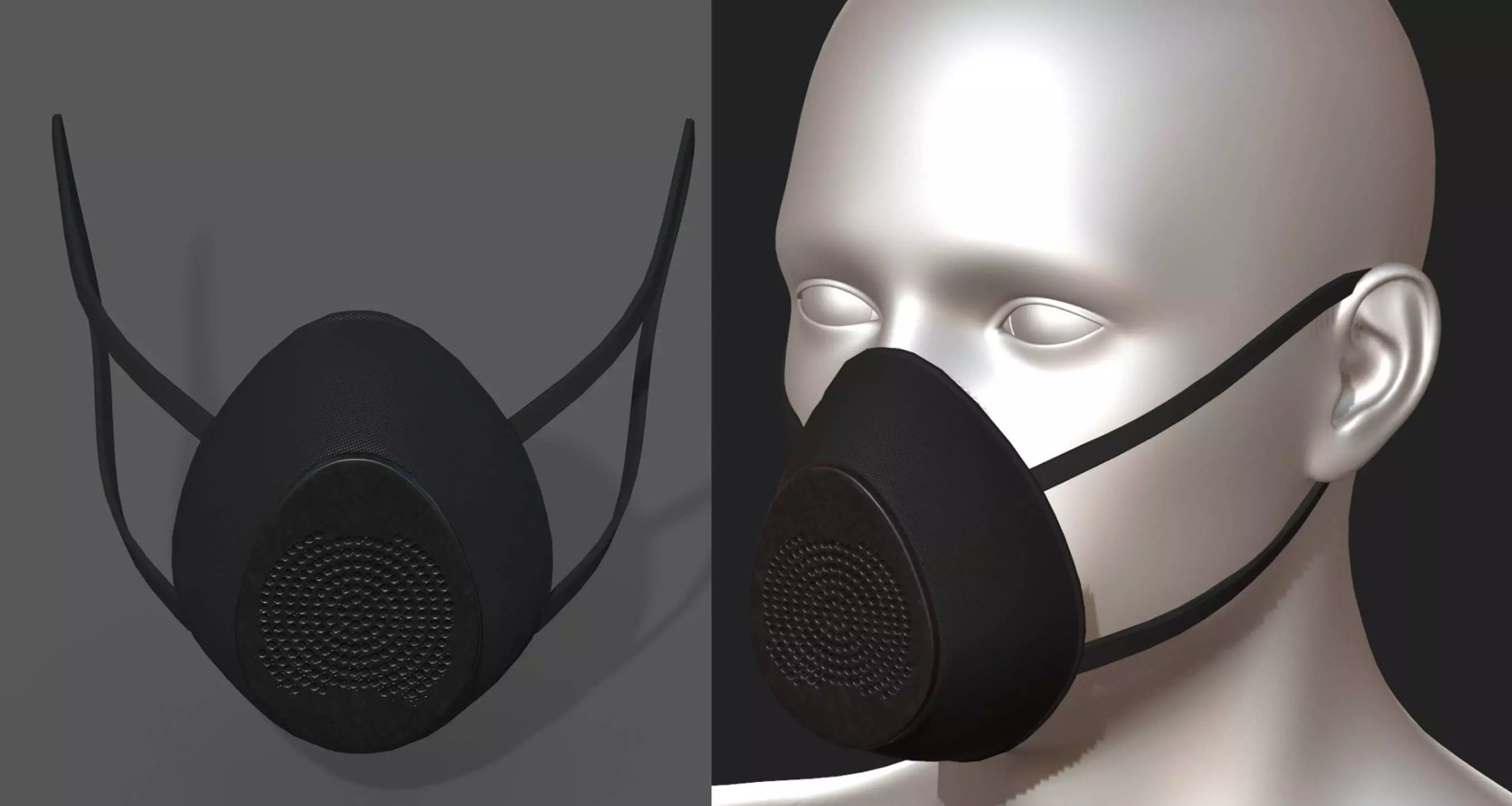 Gas mask helmet respirator plastic  Low-poly 3D model_0