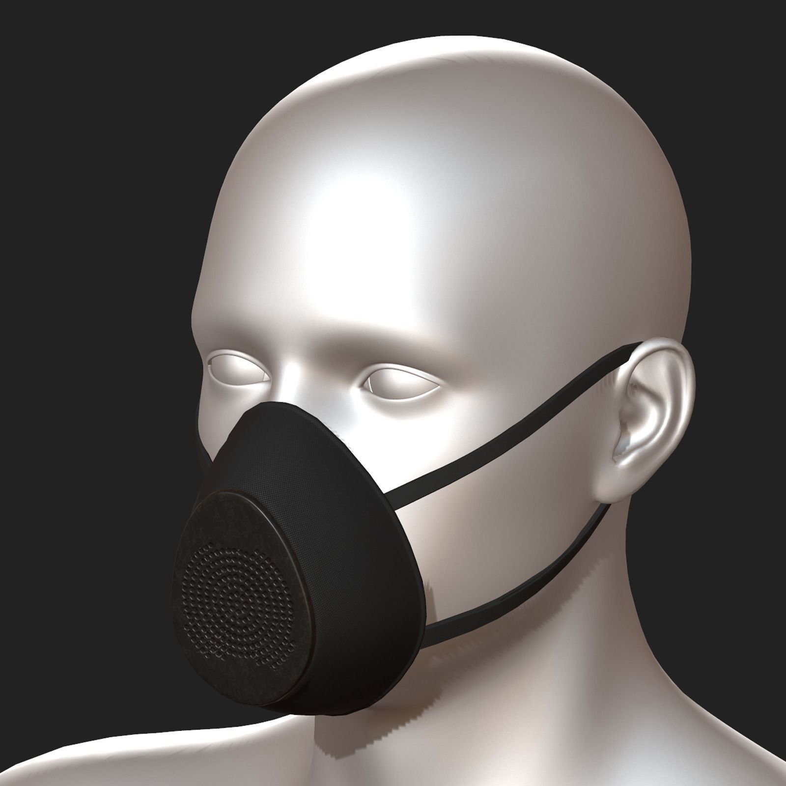 Gas mask helmet respirator plastic  Low-poly 3D model_3