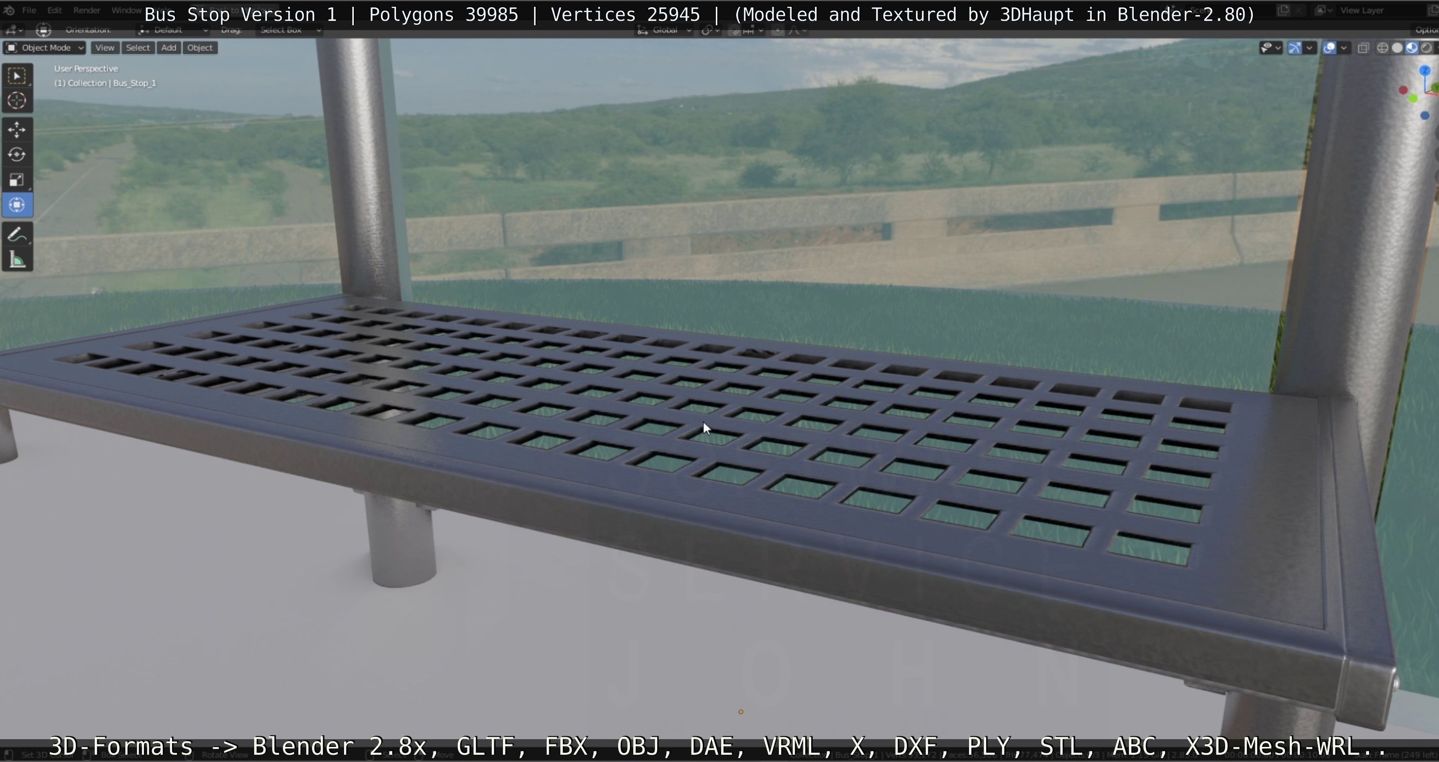 Bus Stop Version 1 Low-poly 3D model_44