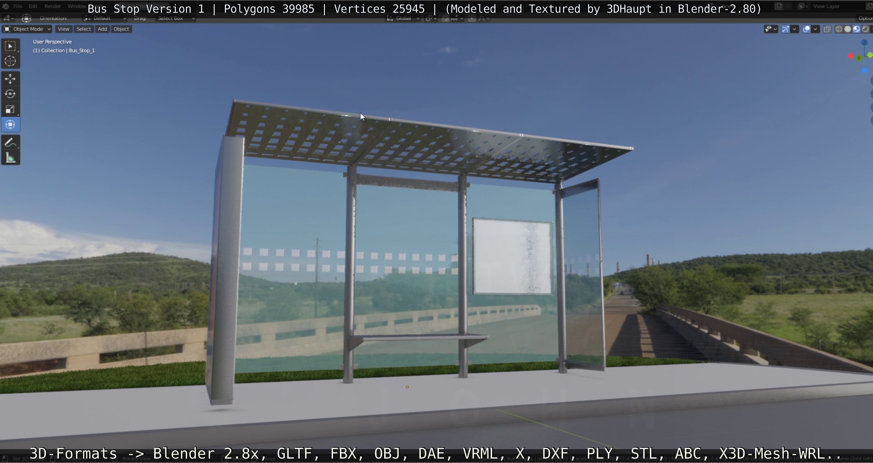 Bus Stop Version 1 Low-poly 3D model_28