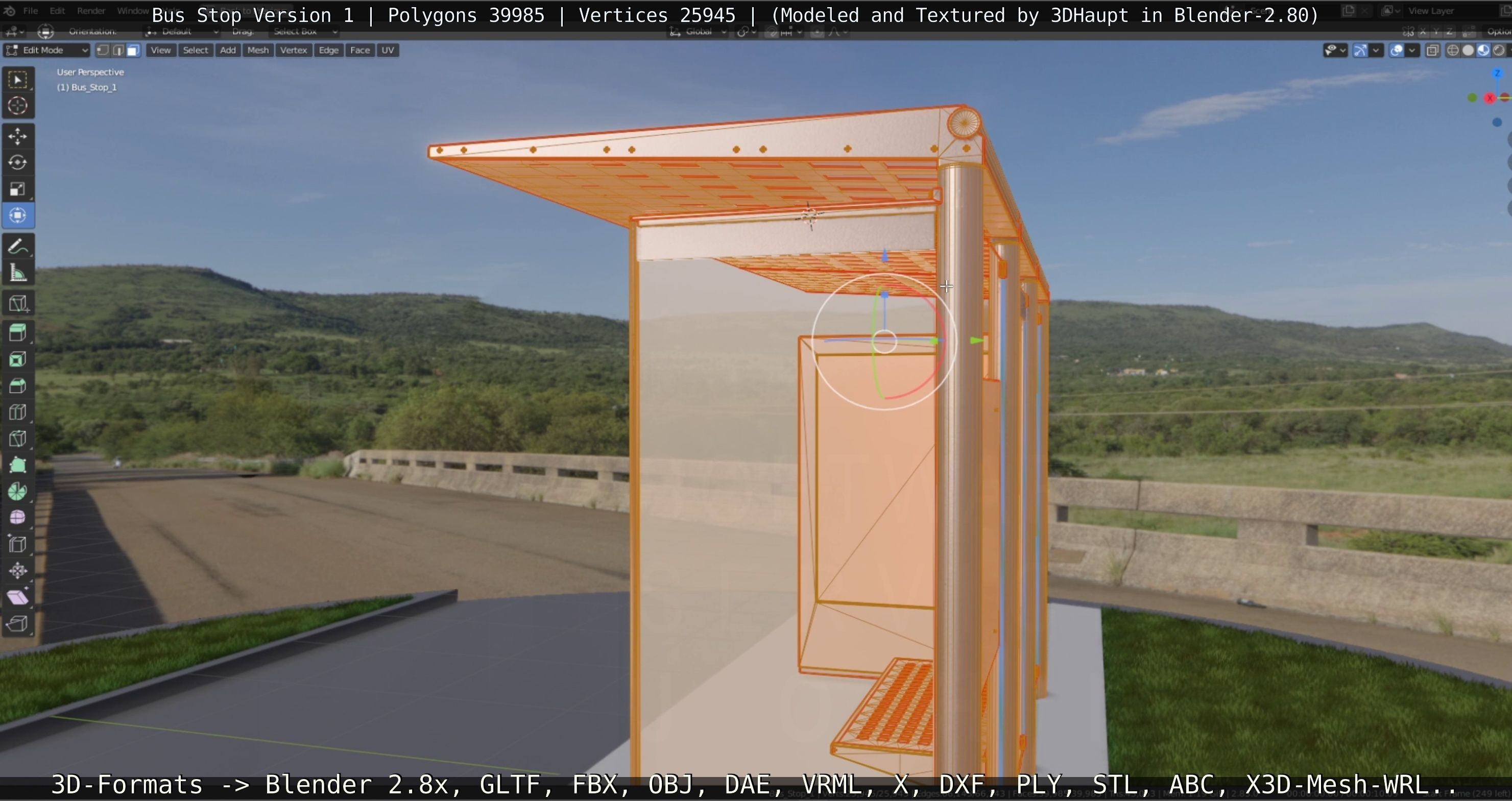 Bus Stop Version 1 Low-poly 3D model_38