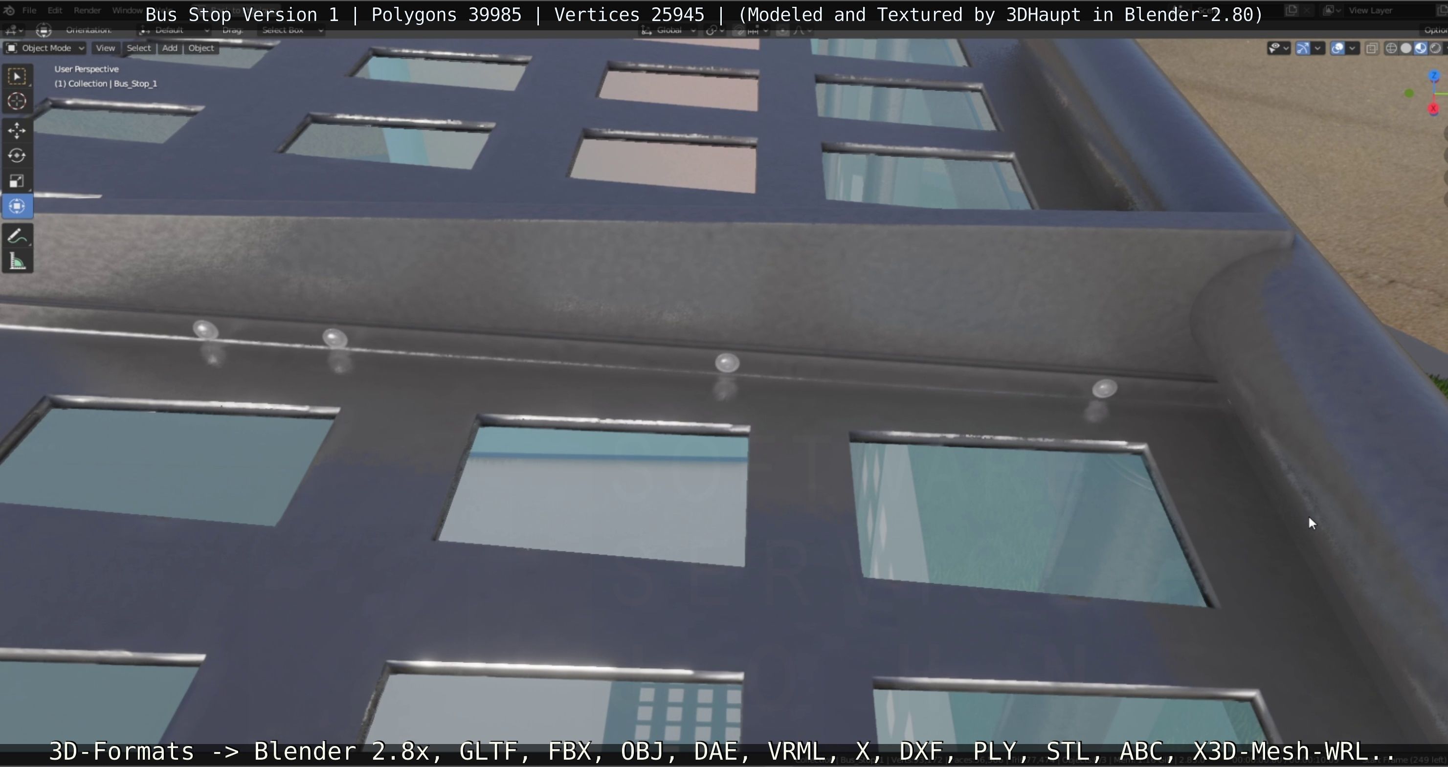 Bus Stop Version 1 Low-poly 3D model_15