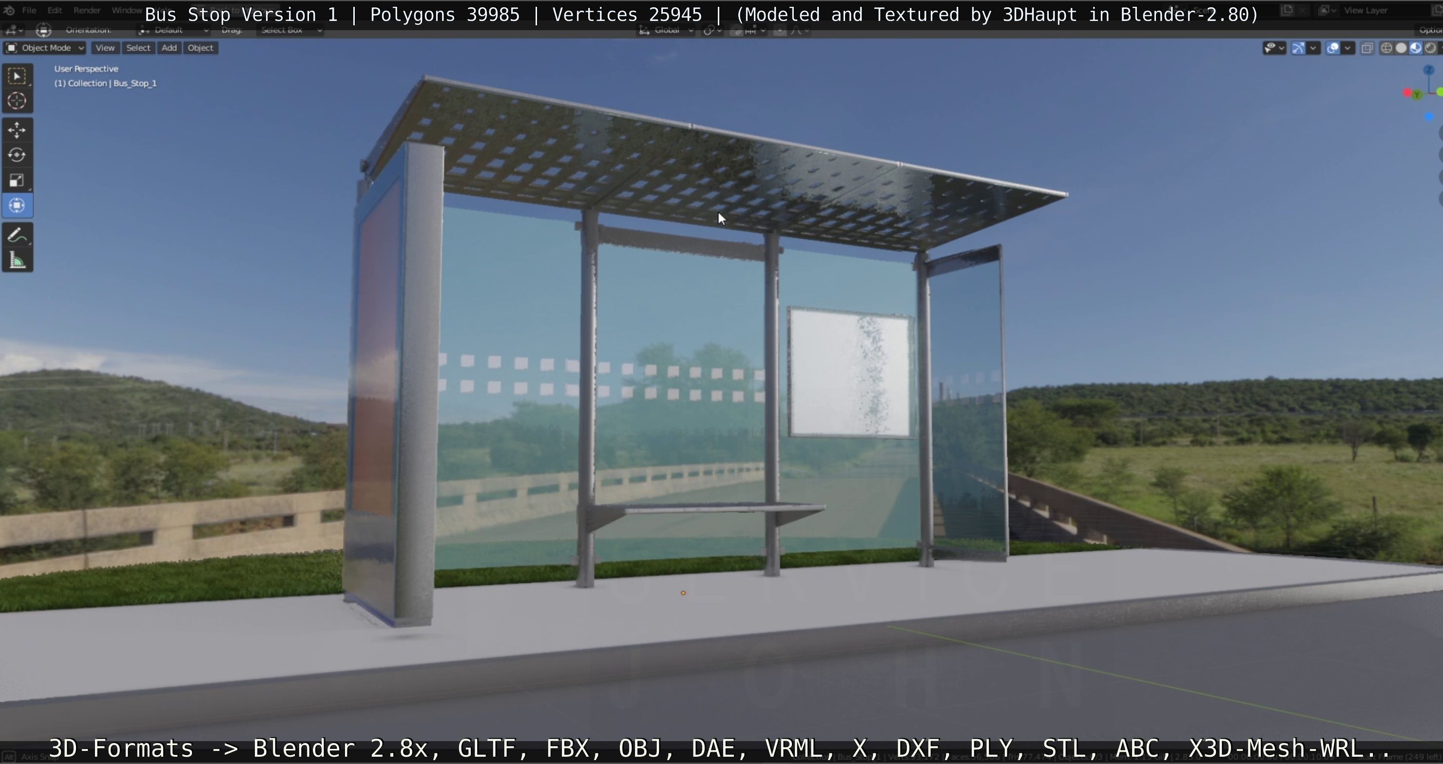 Bus Stop Version 1 Low-poly 3D model_33