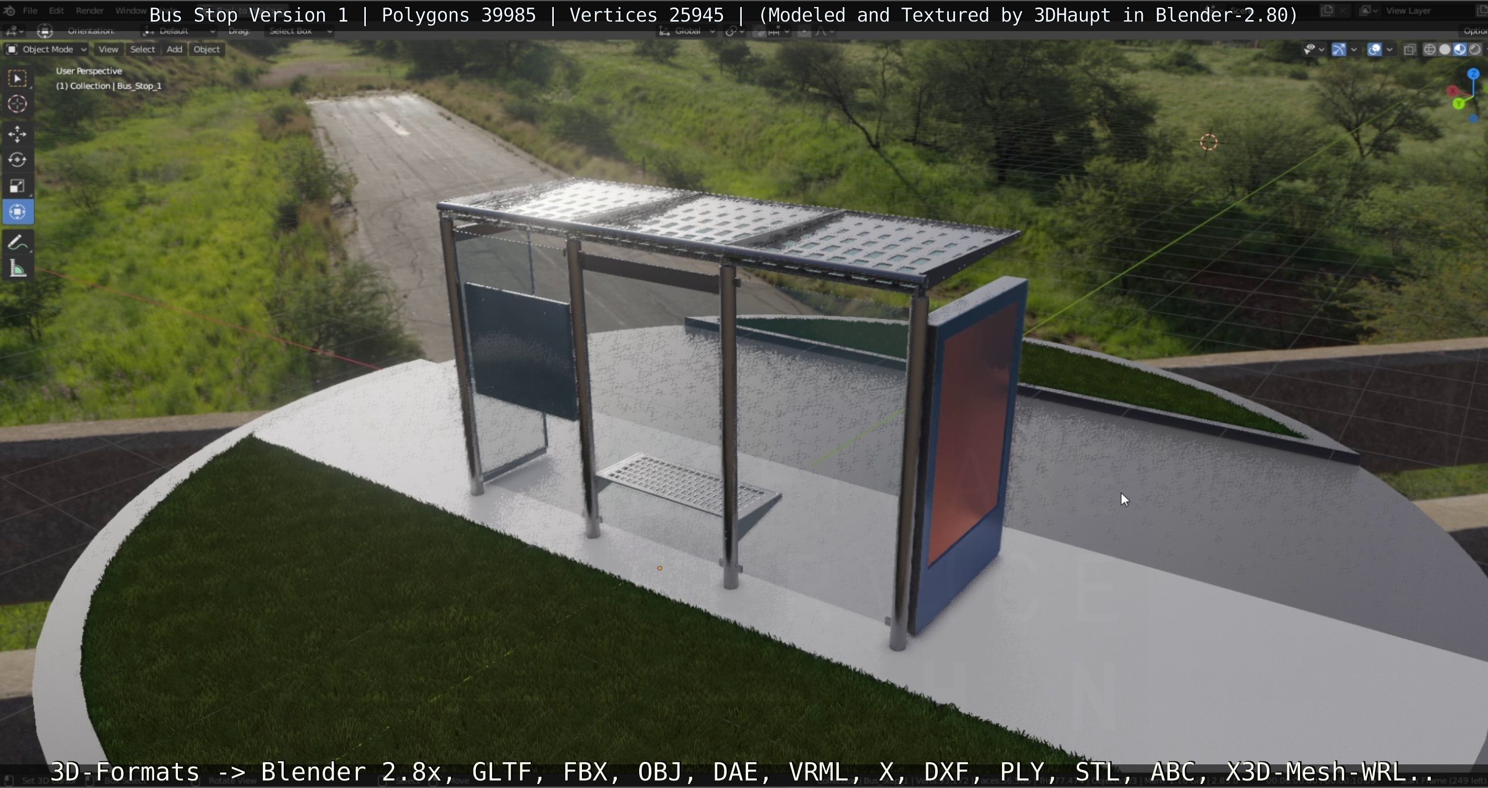 Bus Stop Version 1 Low-poly 3D model_12