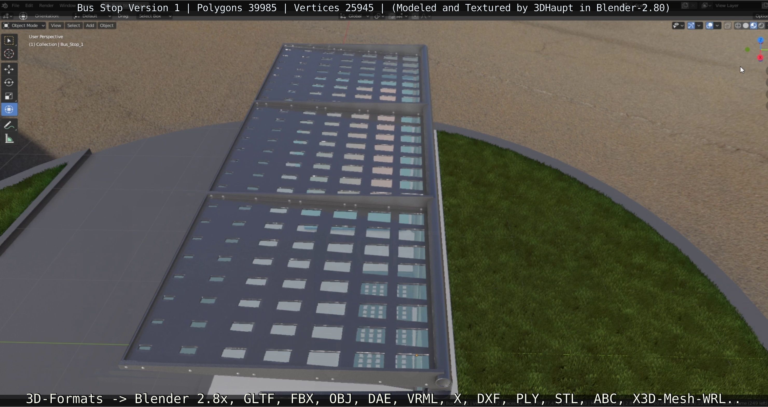 Bus Stop Version 1 Low-poly 3D model_16