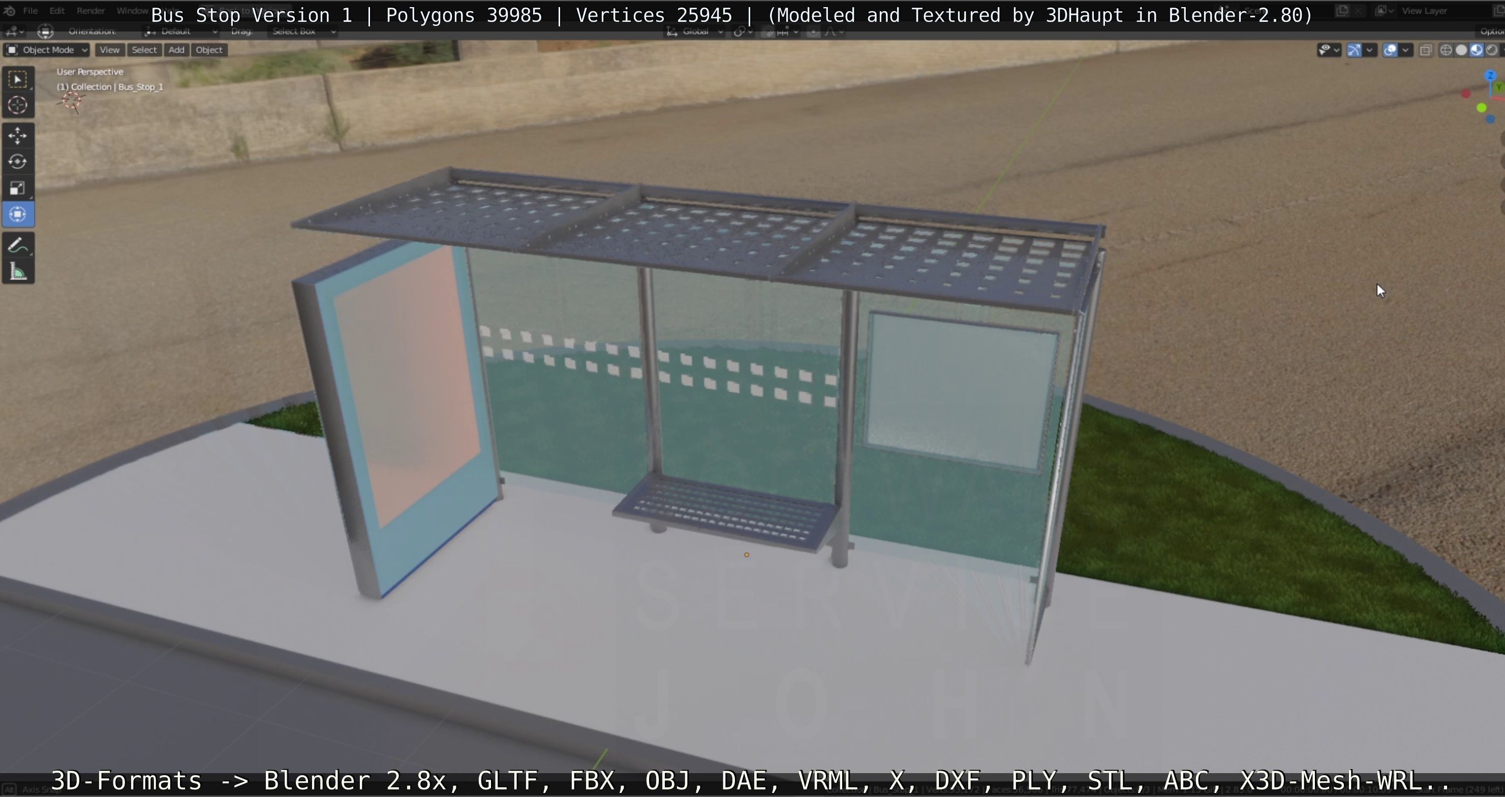 Bus Stop Version 1 Low-poly 3D model_35
