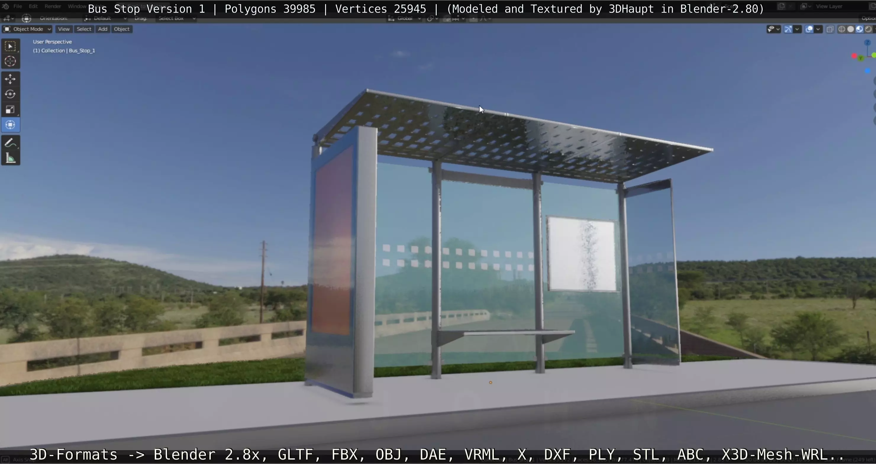 Bus Stop Version 1 Low-poly 3D model_0