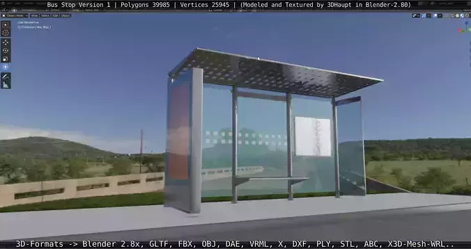 Bus Stop Version 1 Low-poly 3D model