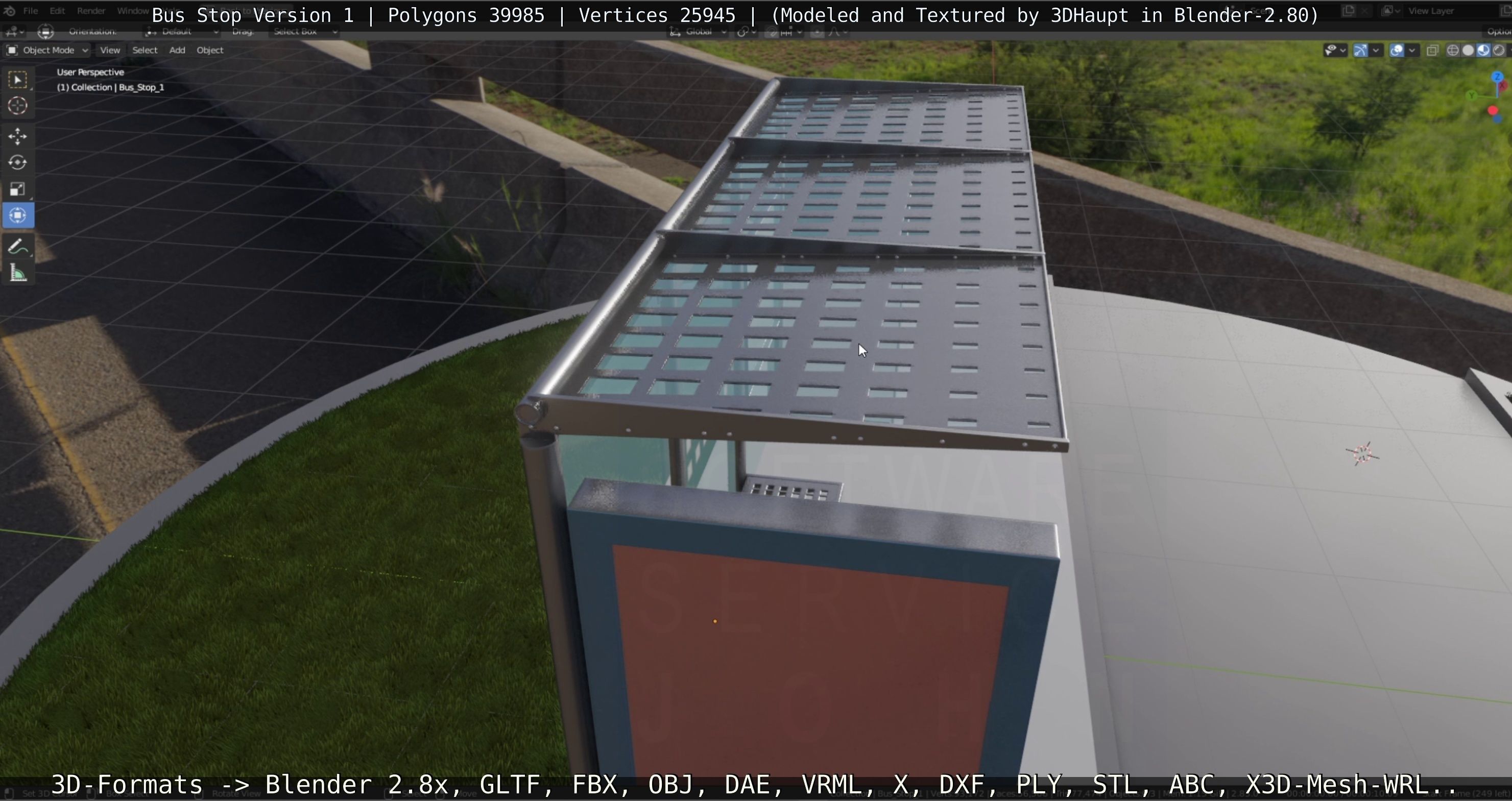 Bus Stop Version 1 Low-poly 3D model_37