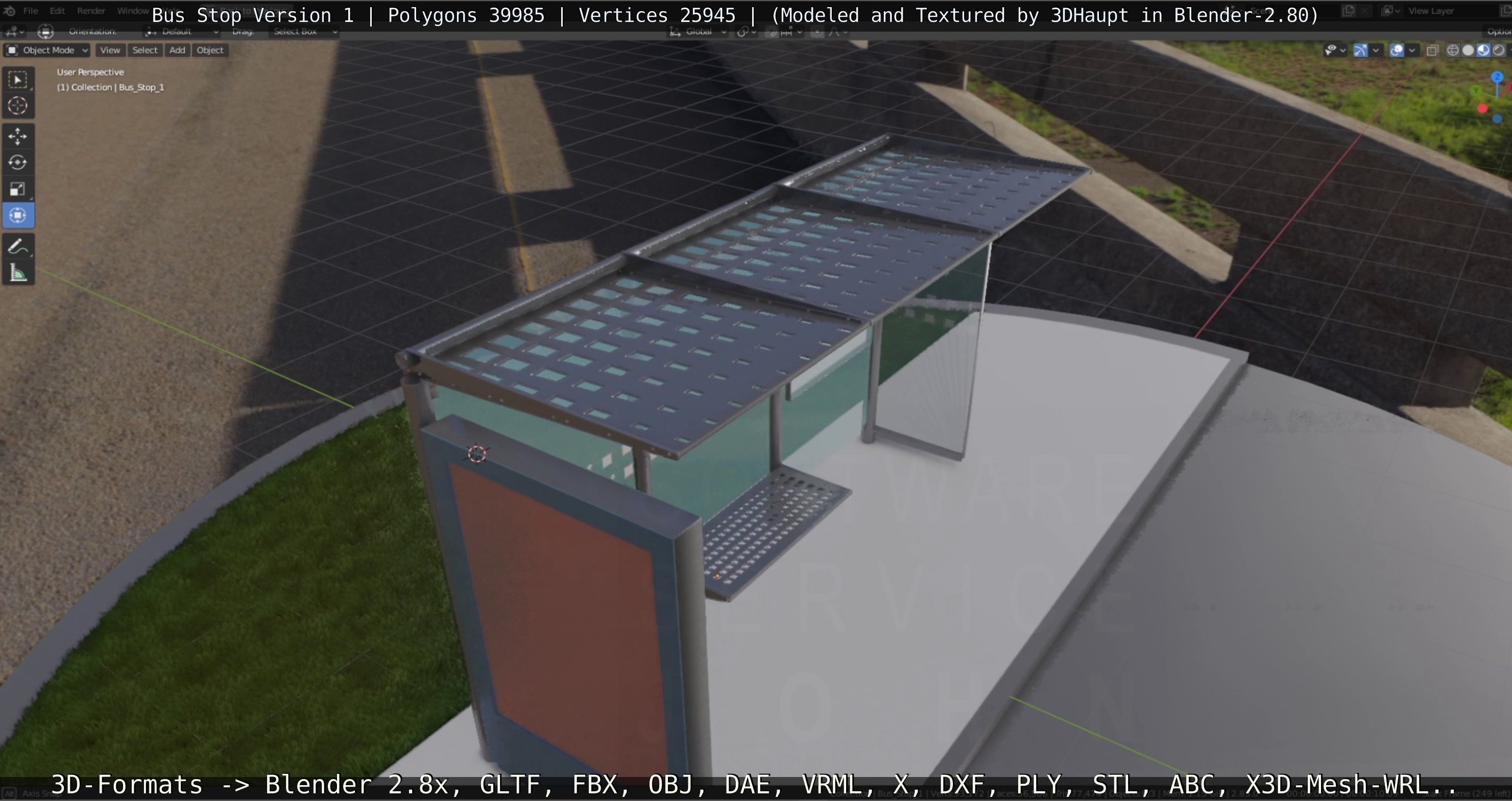 Bus Stop Version 1 Low-poly 3D model_36