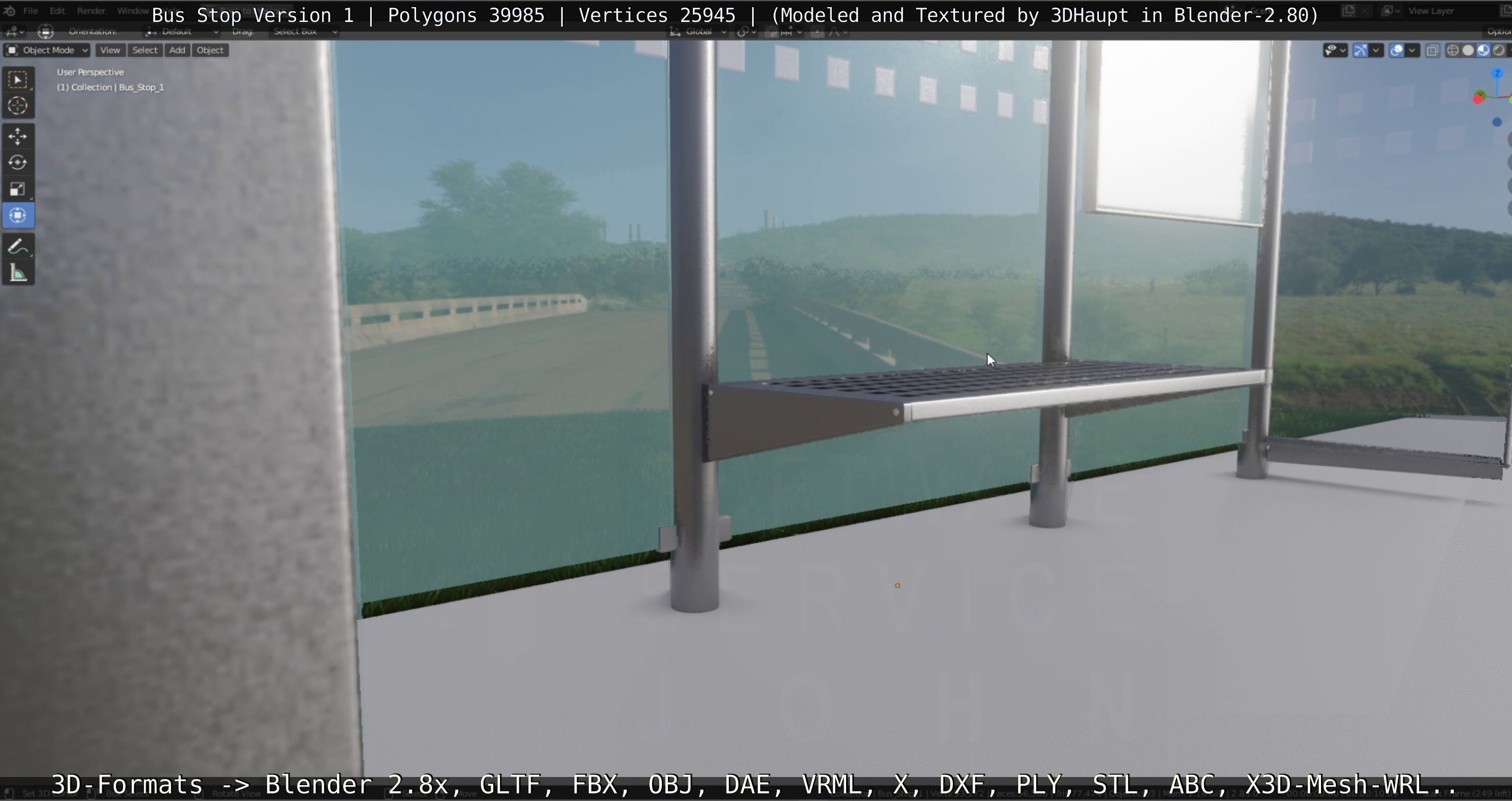 Bus Stop Version 1 Low-poly 3D model_10