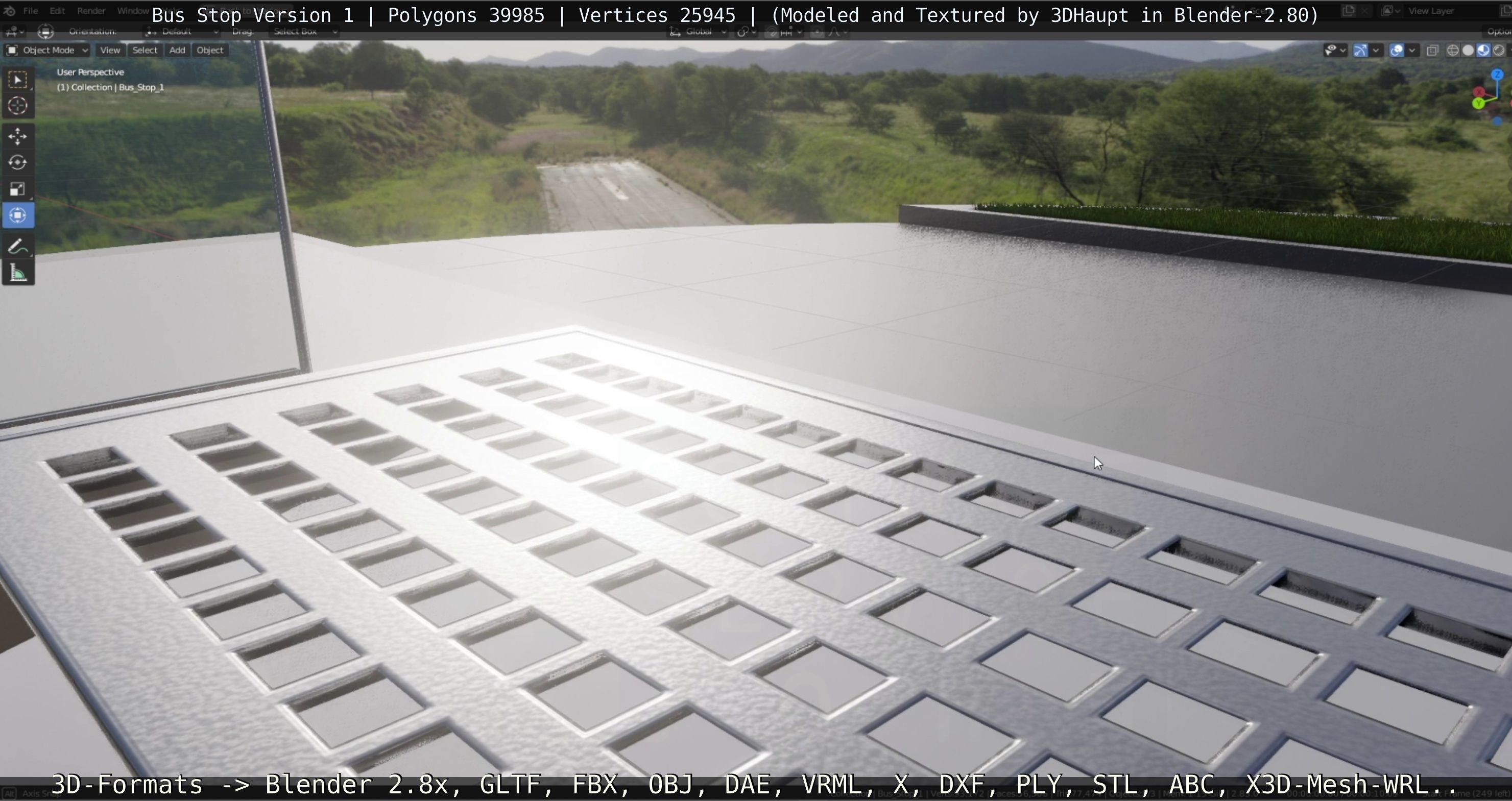 Bus Stop Version 1 Low-poly 3D model_6