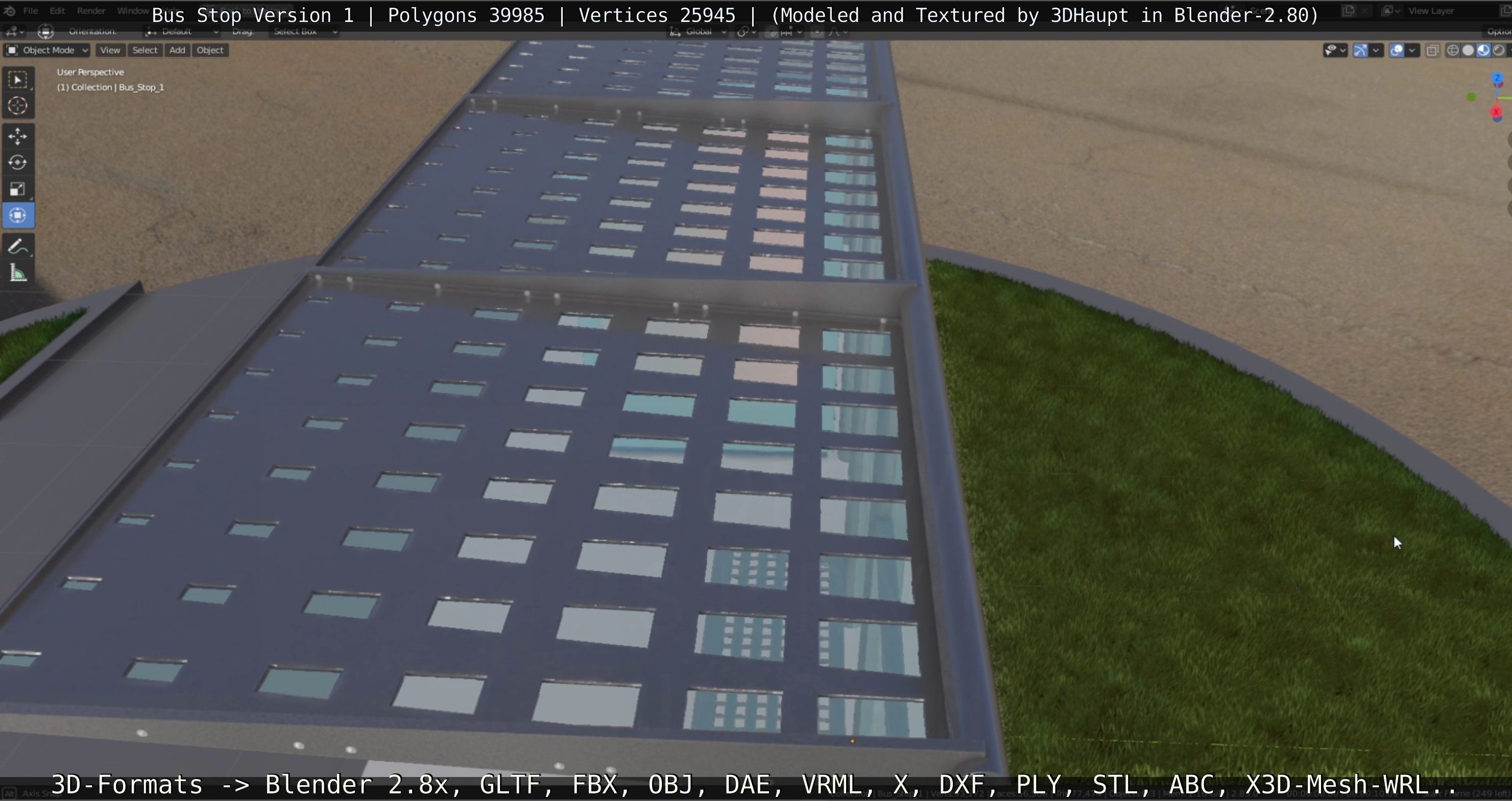 Bus Stop Version 1 Low-poly 3D model_14