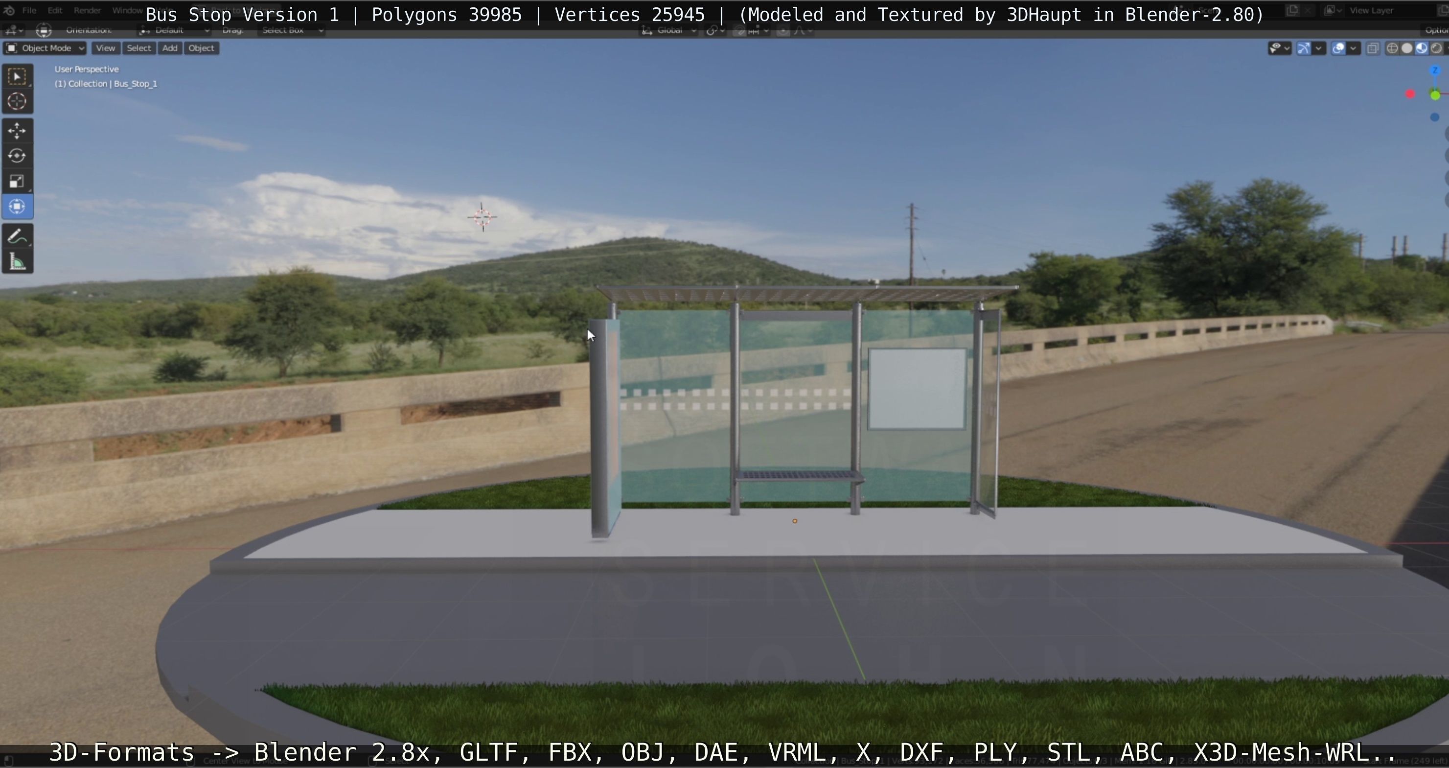 Bus Stop Version 1 Low-poly 3D model_18