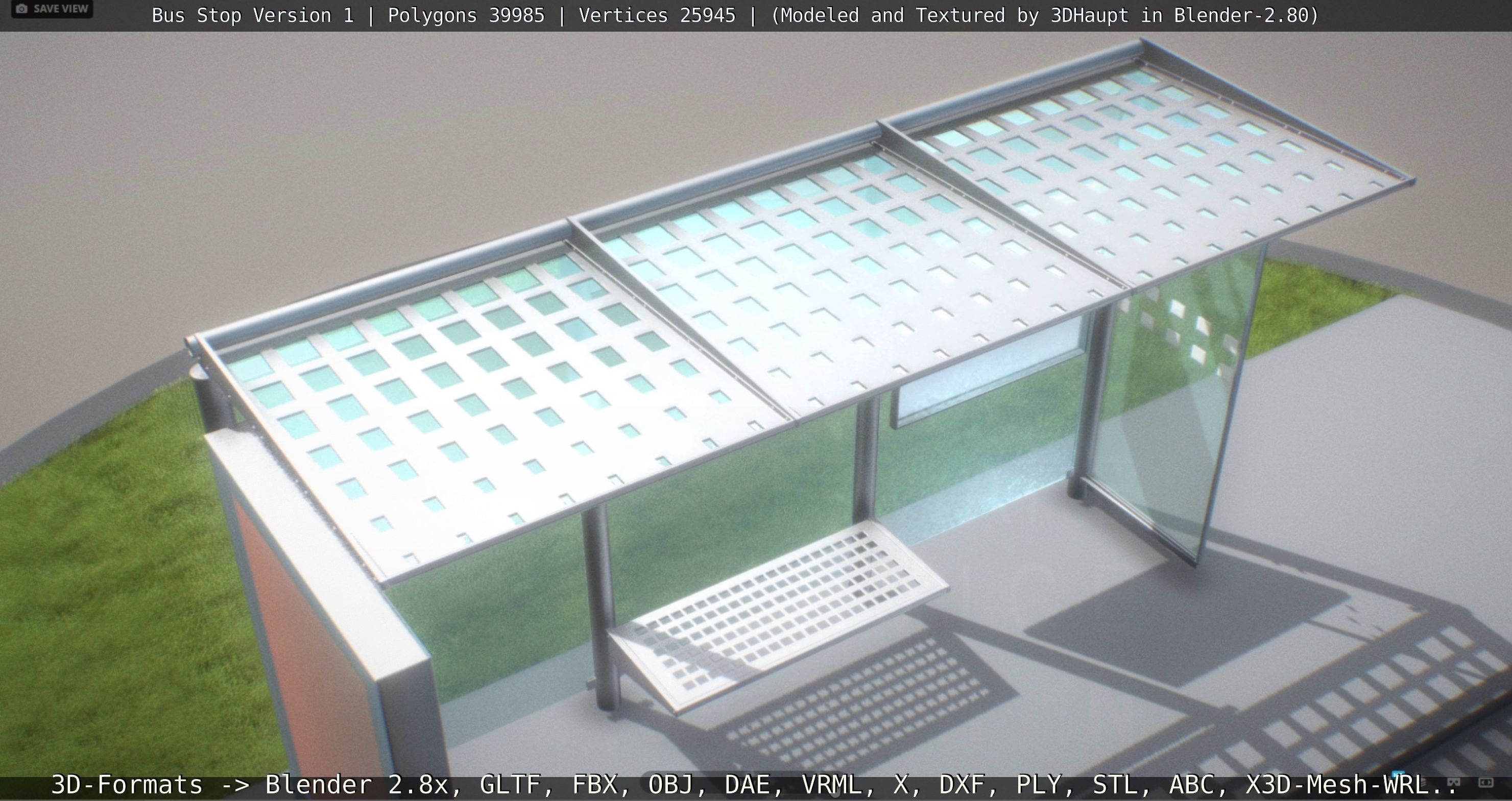 Bus Stop Version 1 Low-poly 3D model_24