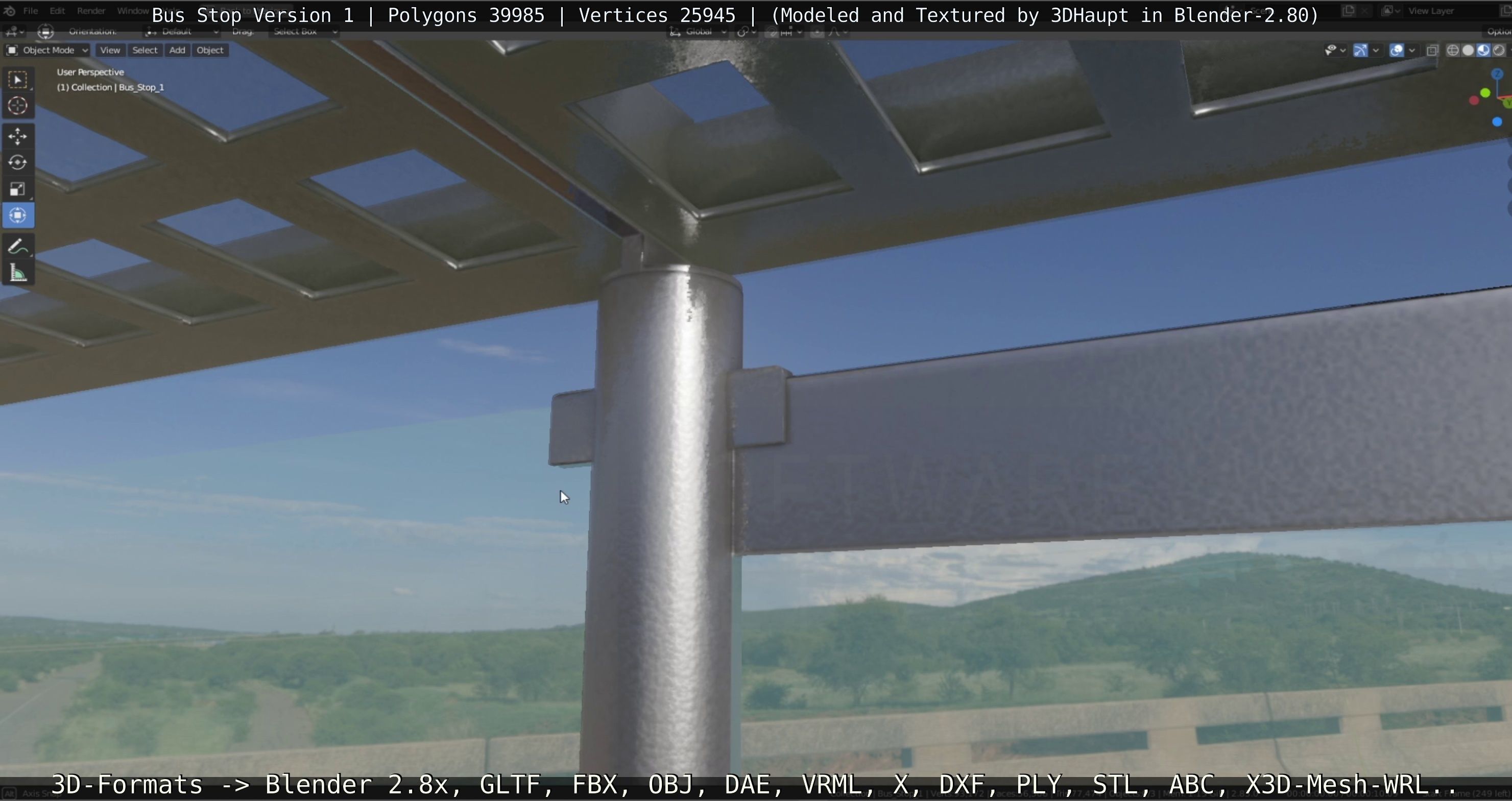 Bus Stop Version 1 Low-poly 3D model_7