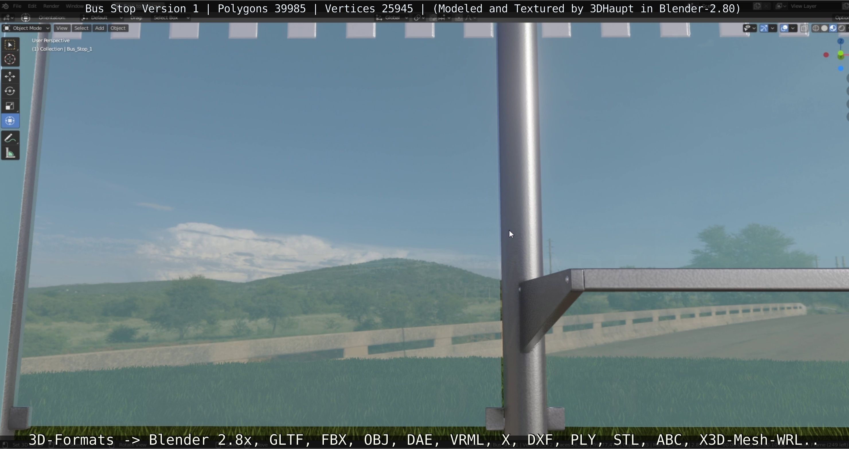 Bus Stop Version 1 Low-poly 3D model_8