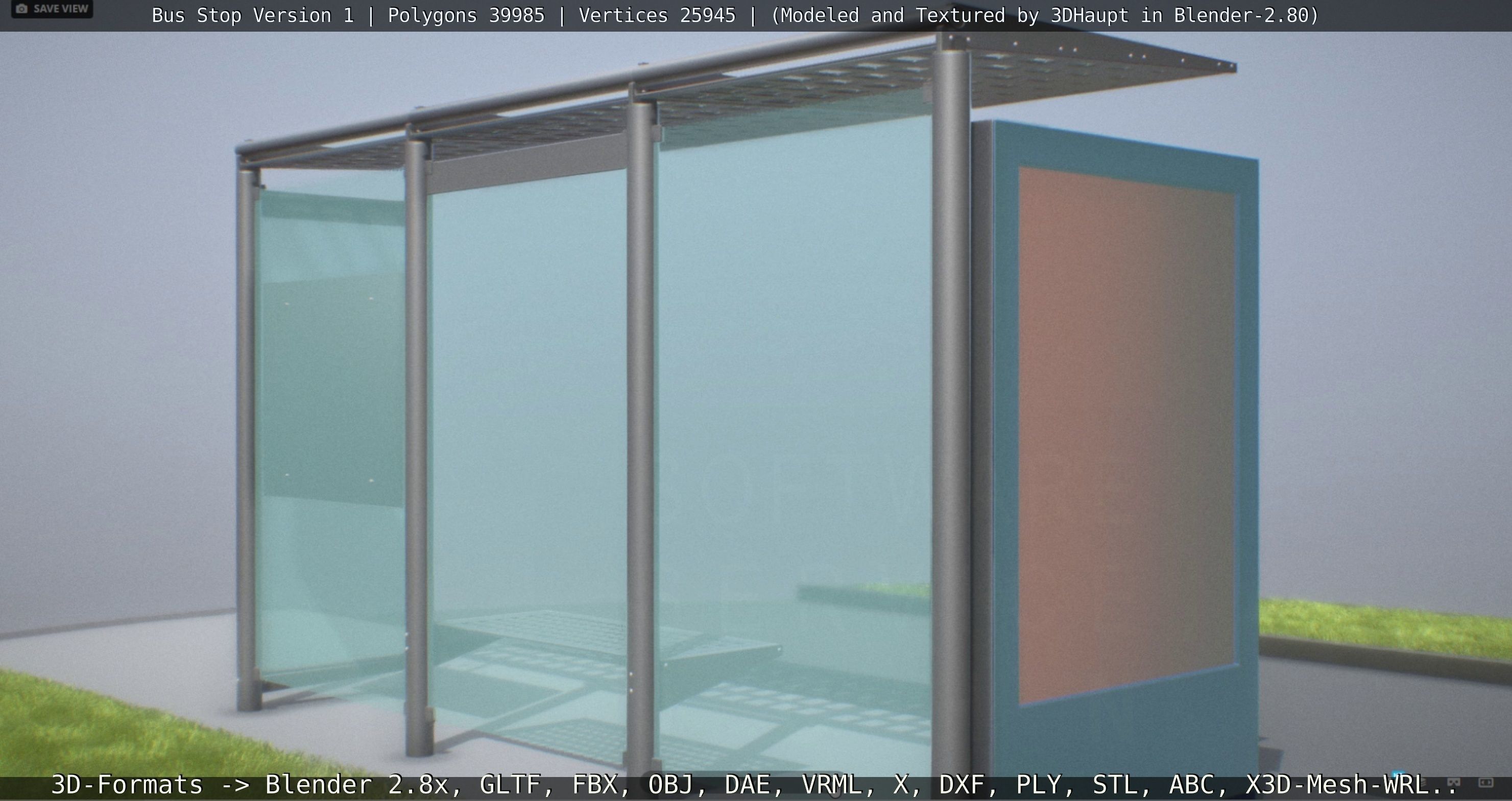 Bus Stop Version 1 Low-poly 3D model_27