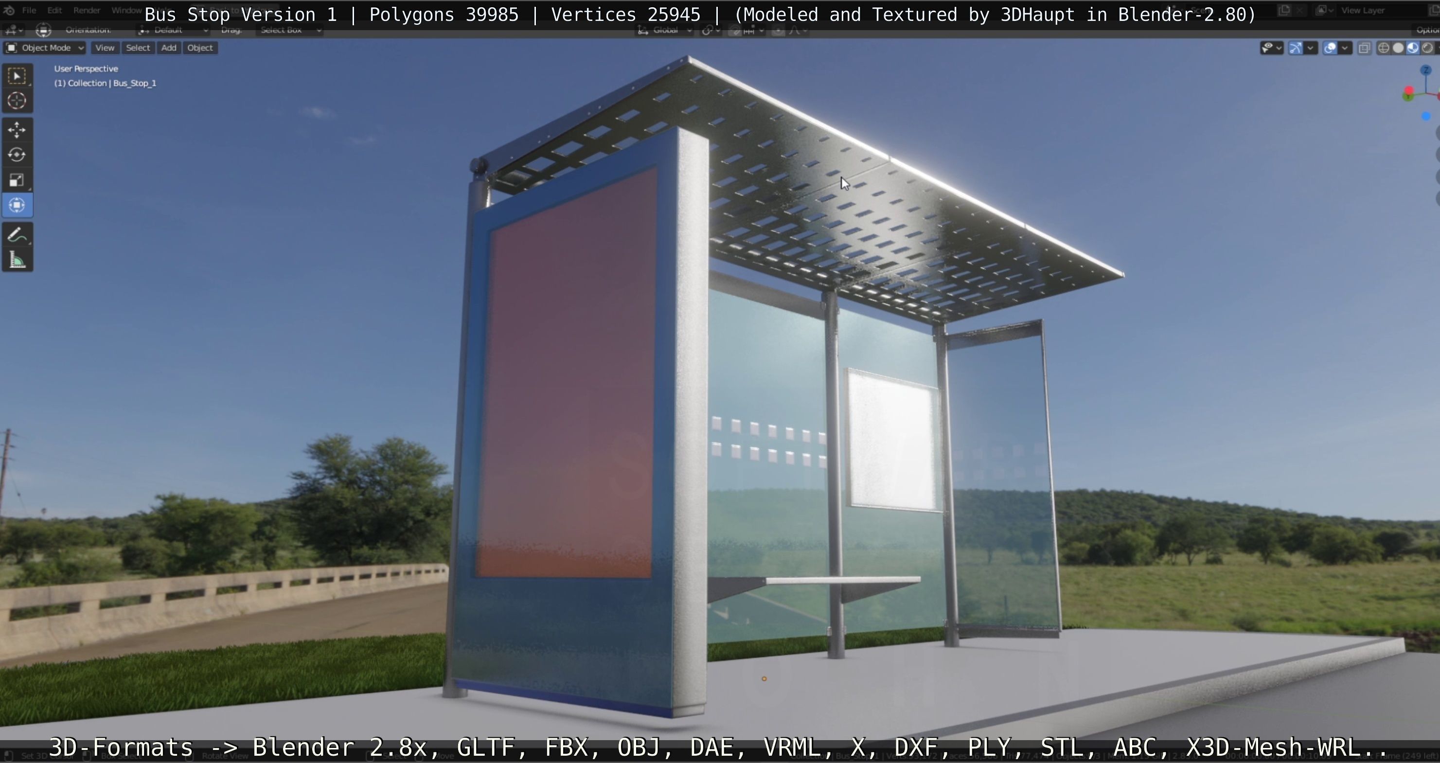 Bus Stop Version 1 Low-poly 3D model_20