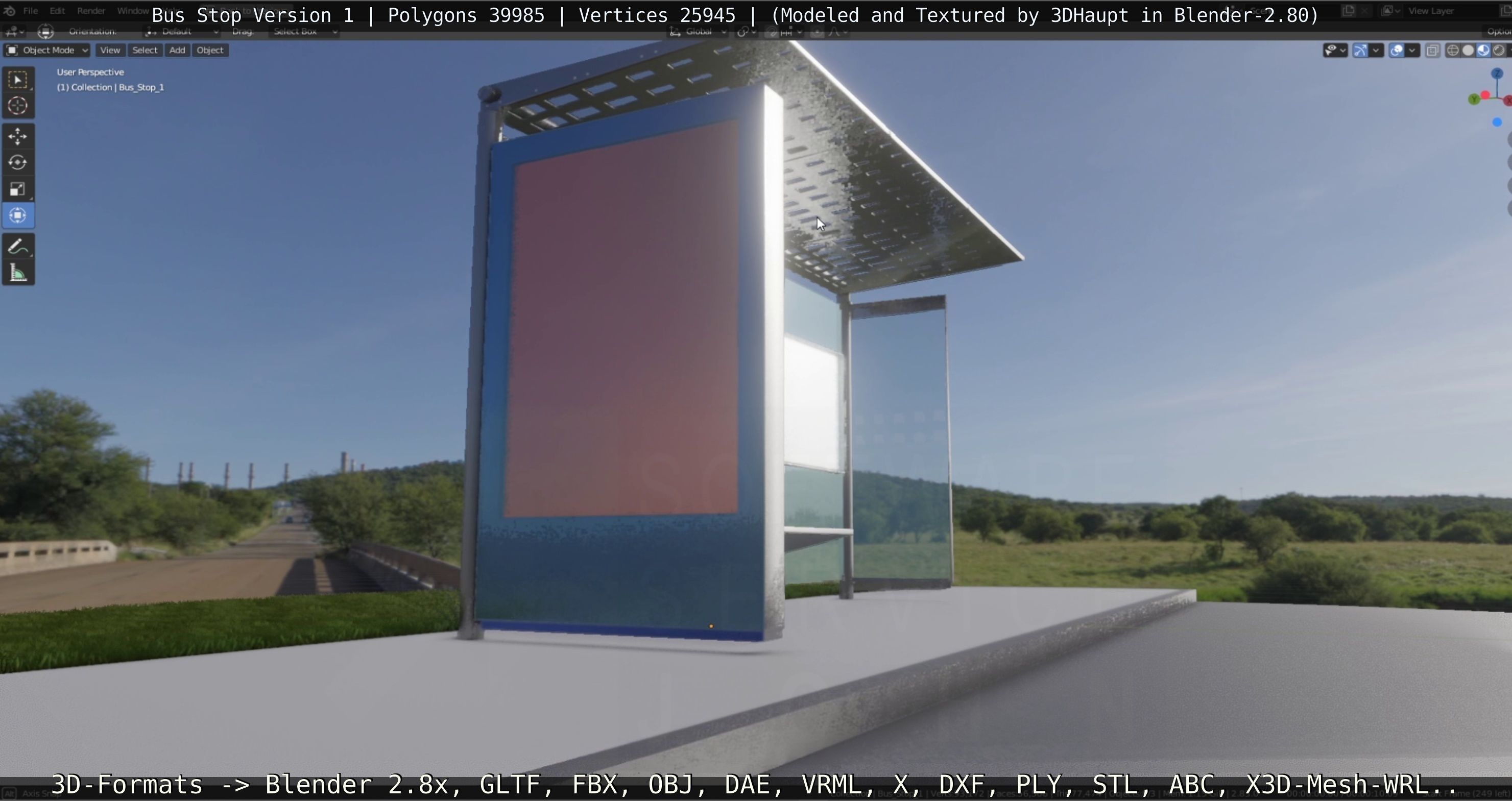 Bus Stop Version 1 Low-poly 3D model_34