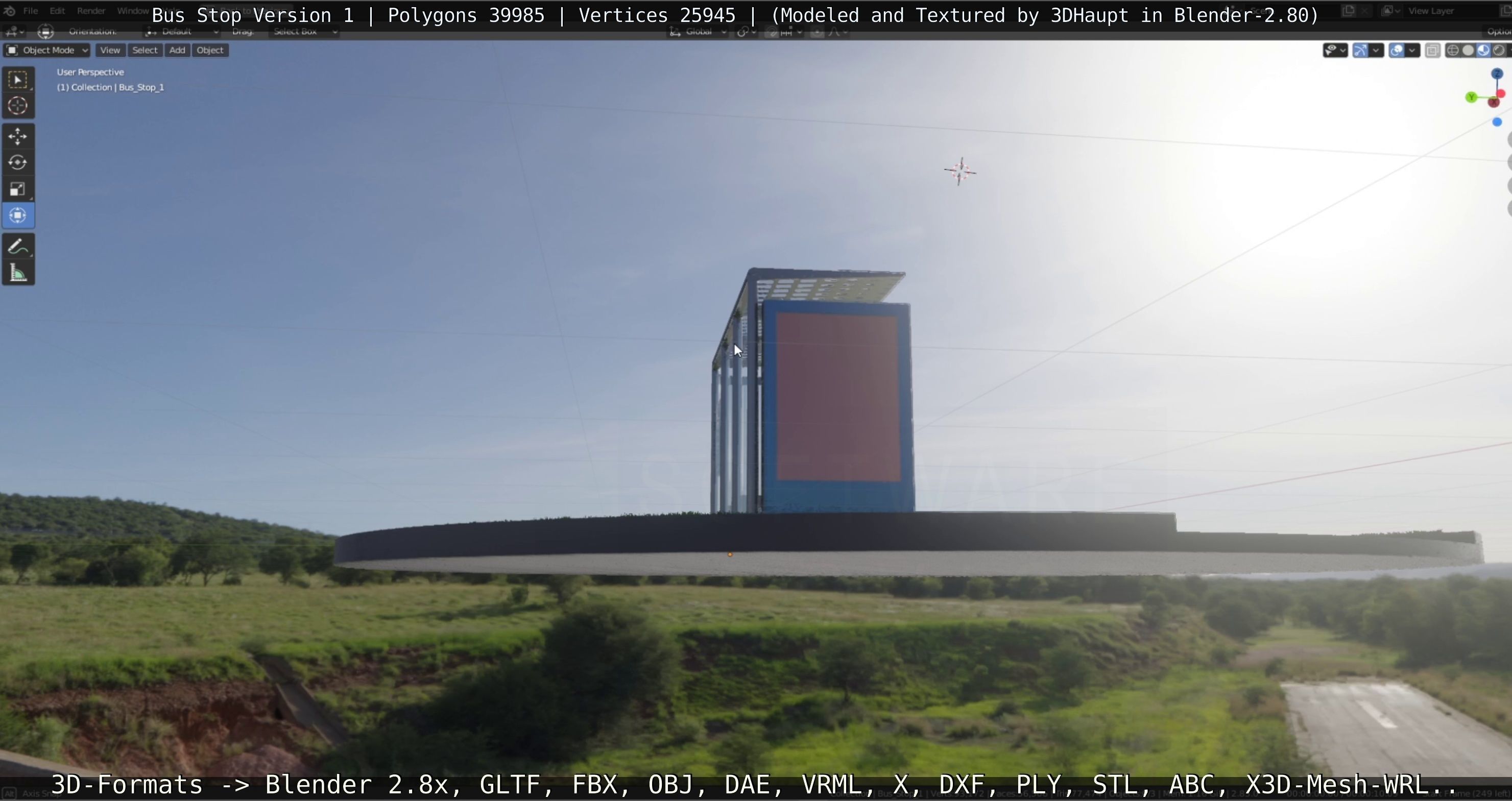 Bus Stop Version 1 Low-poly 3D model_17