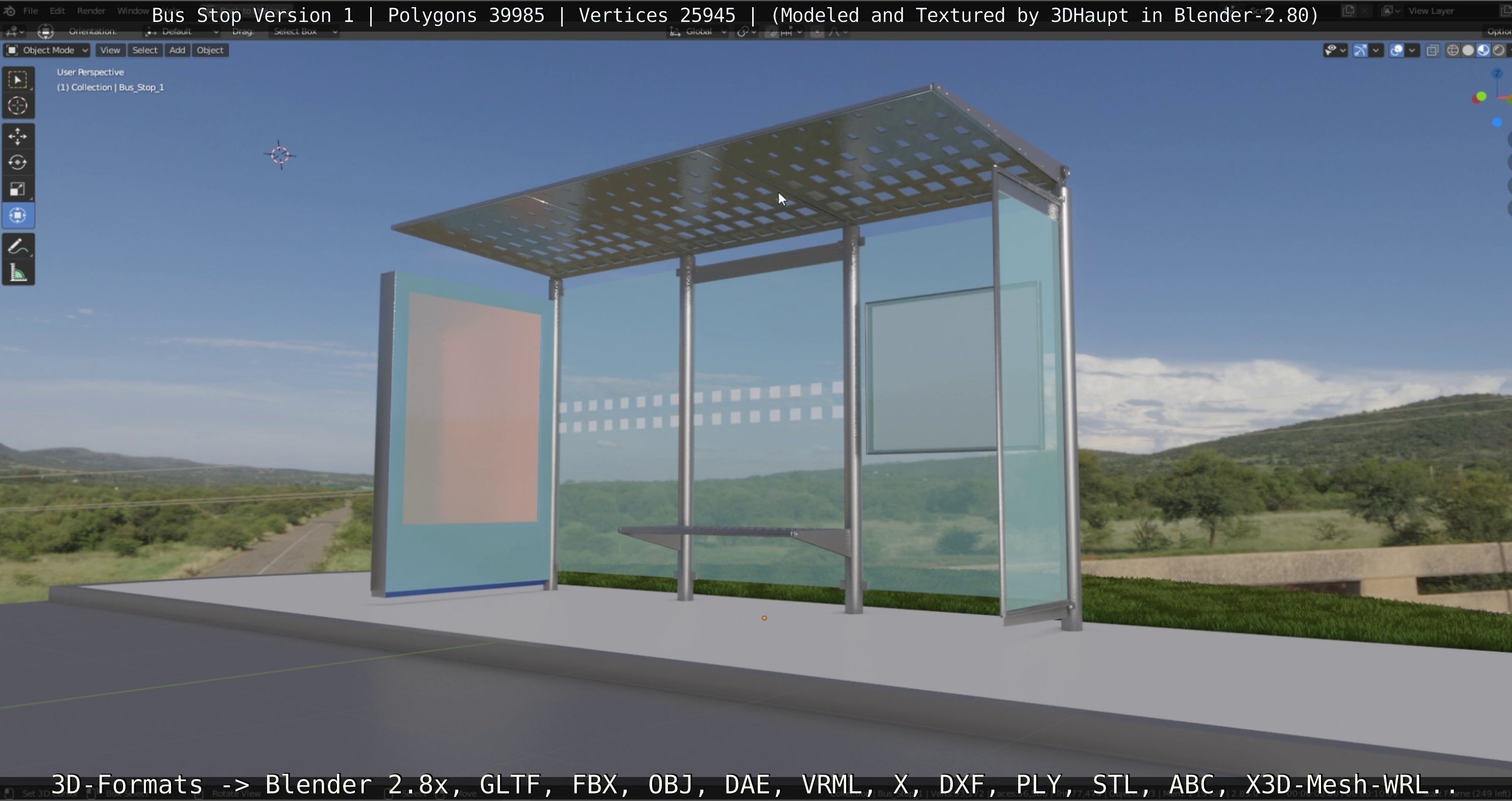Bus Stop Version 1 Low-poly 3D model_32
