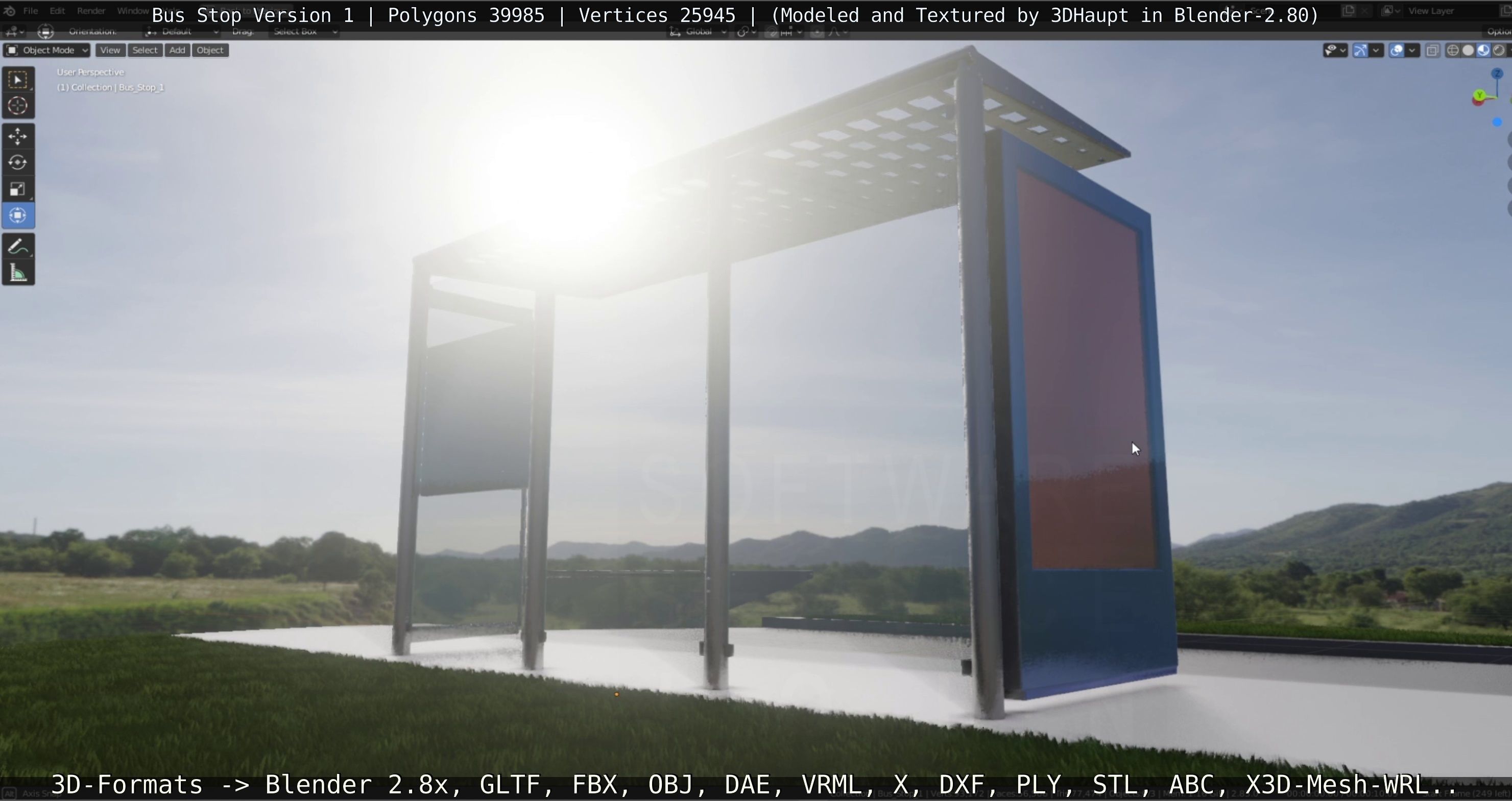 Bus Stop Version 1 Low-poly 3D model_5