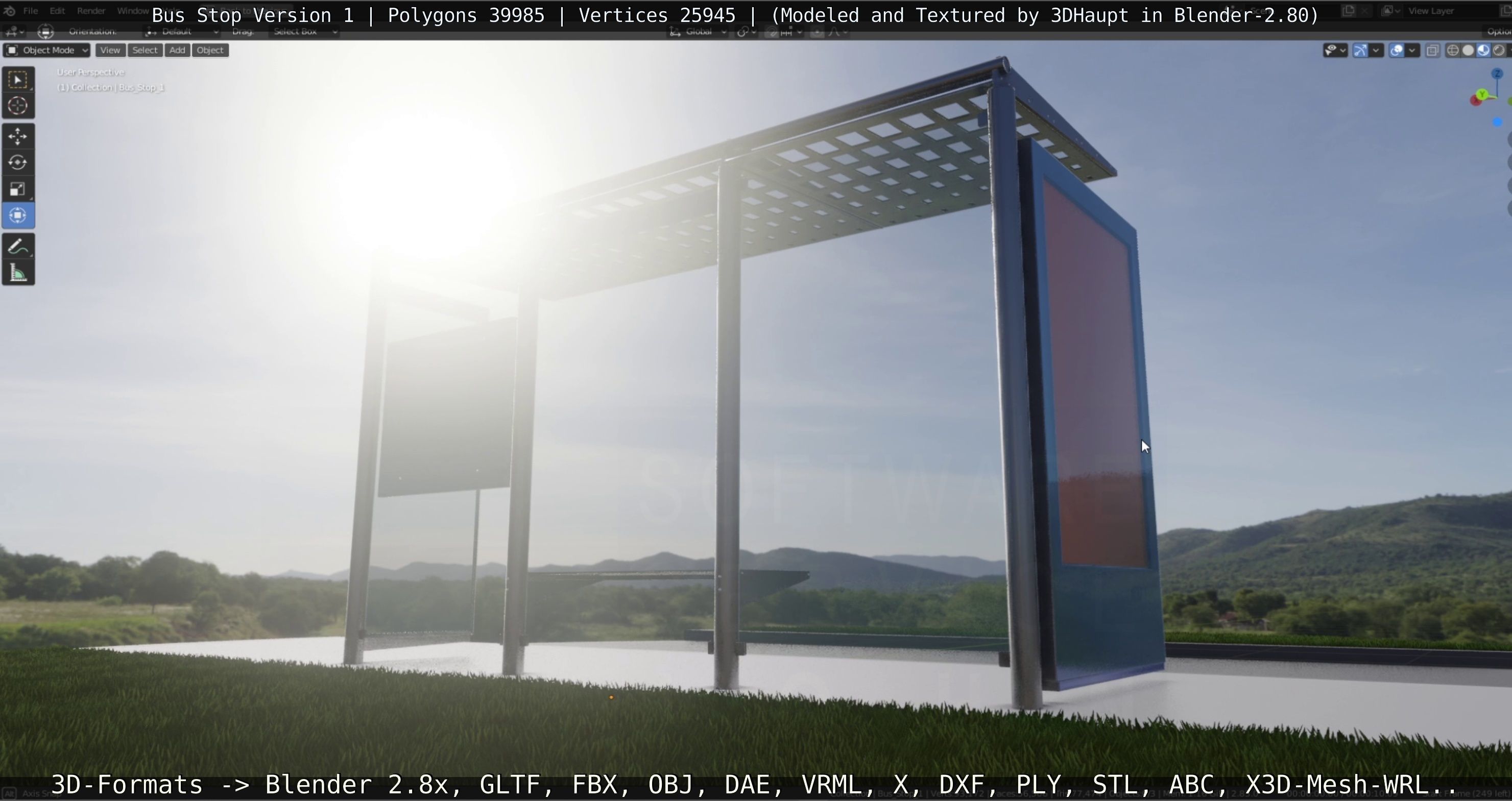 Bus Stop Version 1 Low-poly 3D model_13