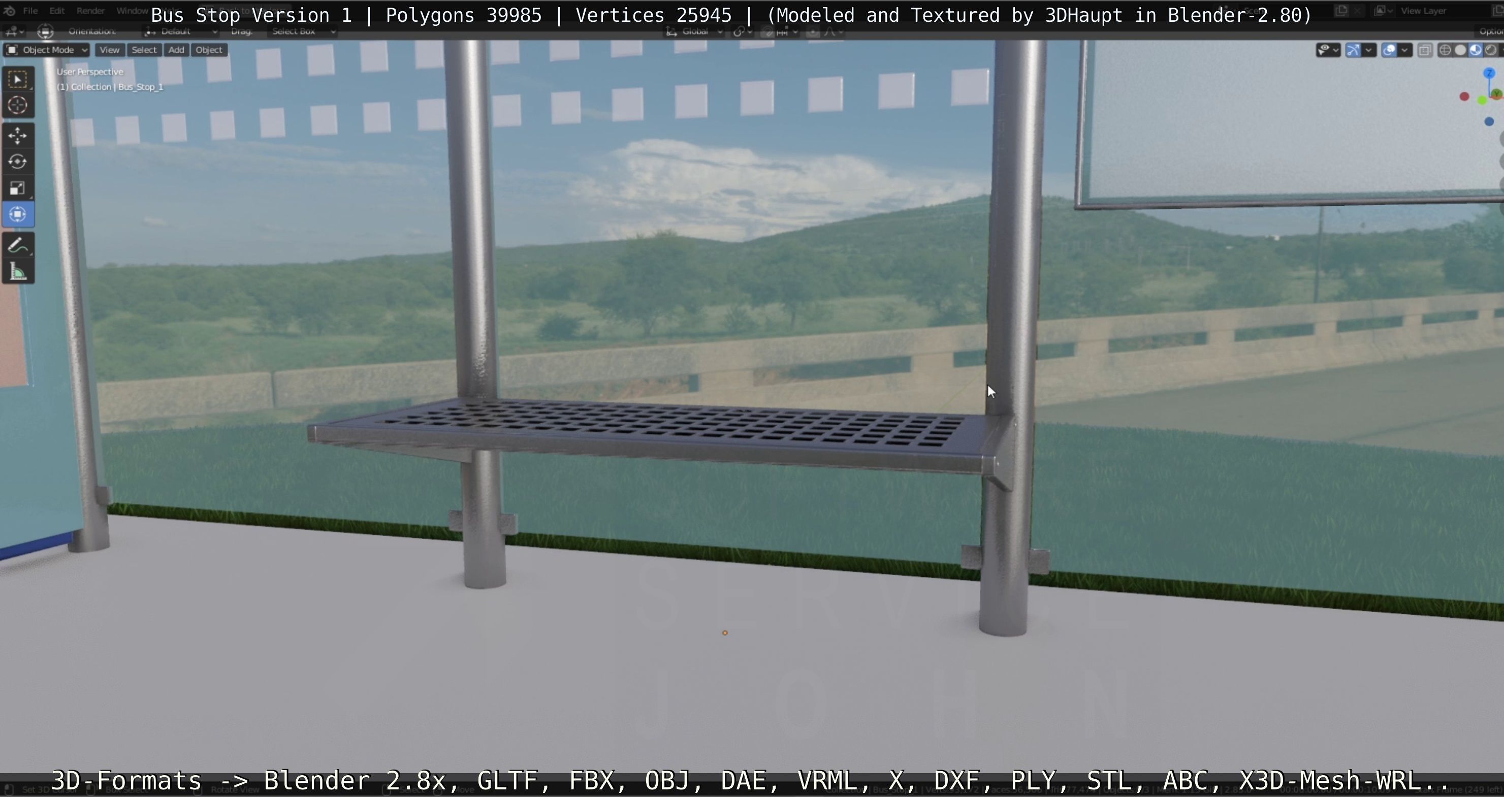 Bus Stop Version 1 Low-poly 3D model_26