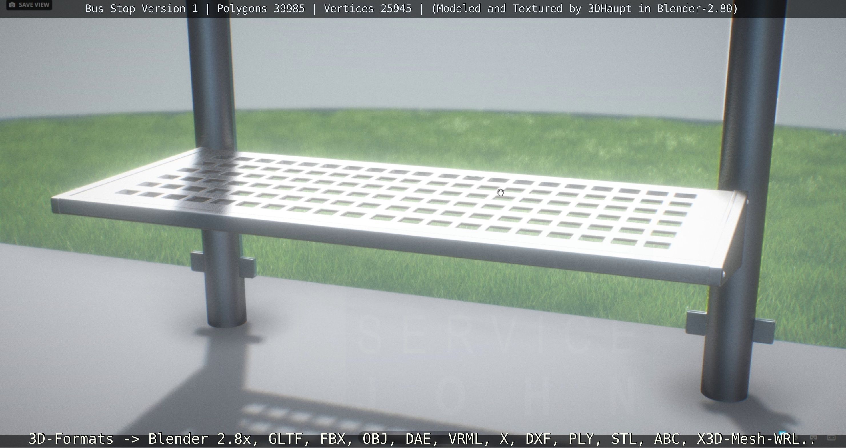 Bus Stop Version 1 Low-poly 3D model_30