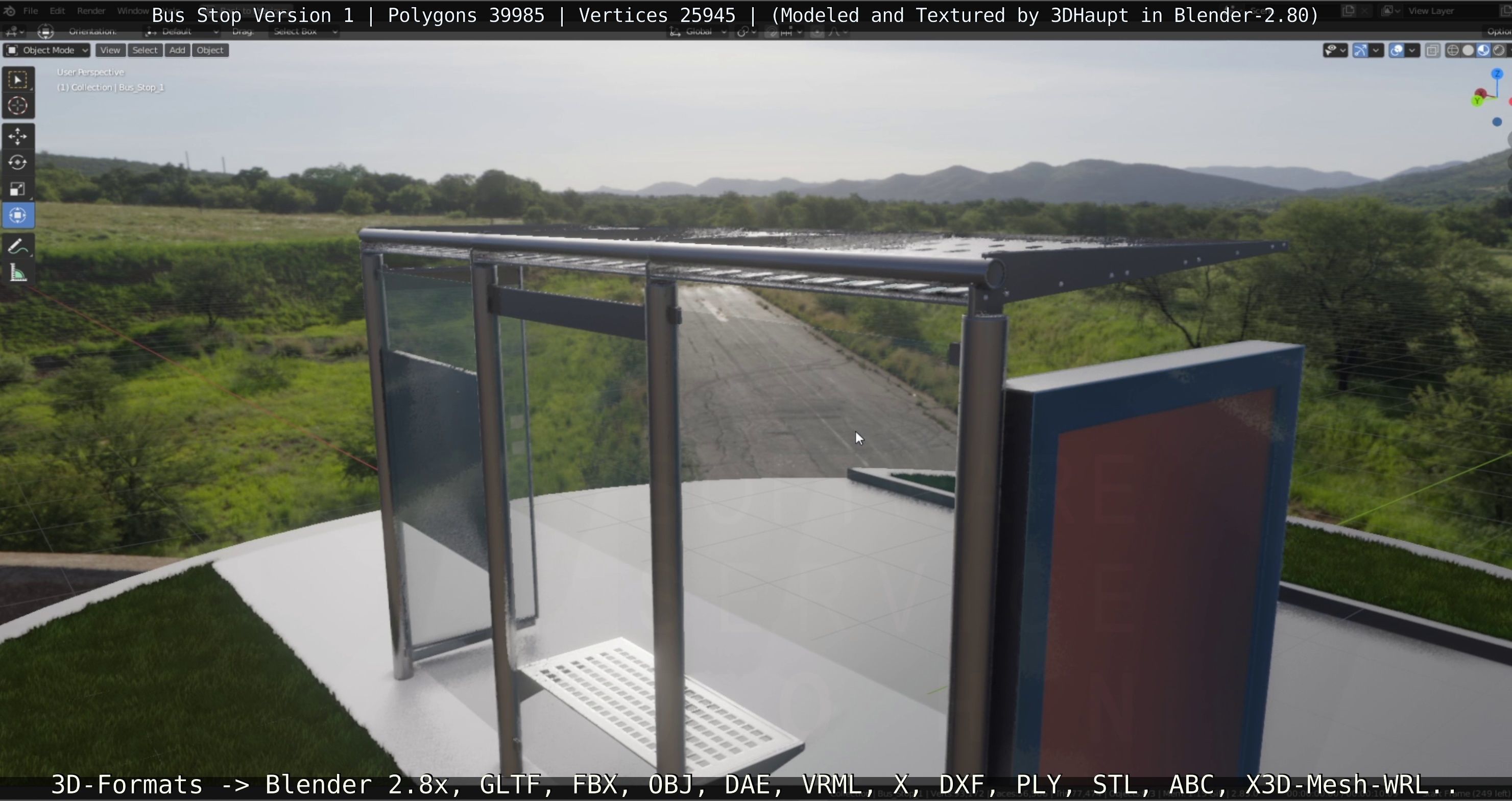 Bus Stop Version 1 Low-poly 3D model_39