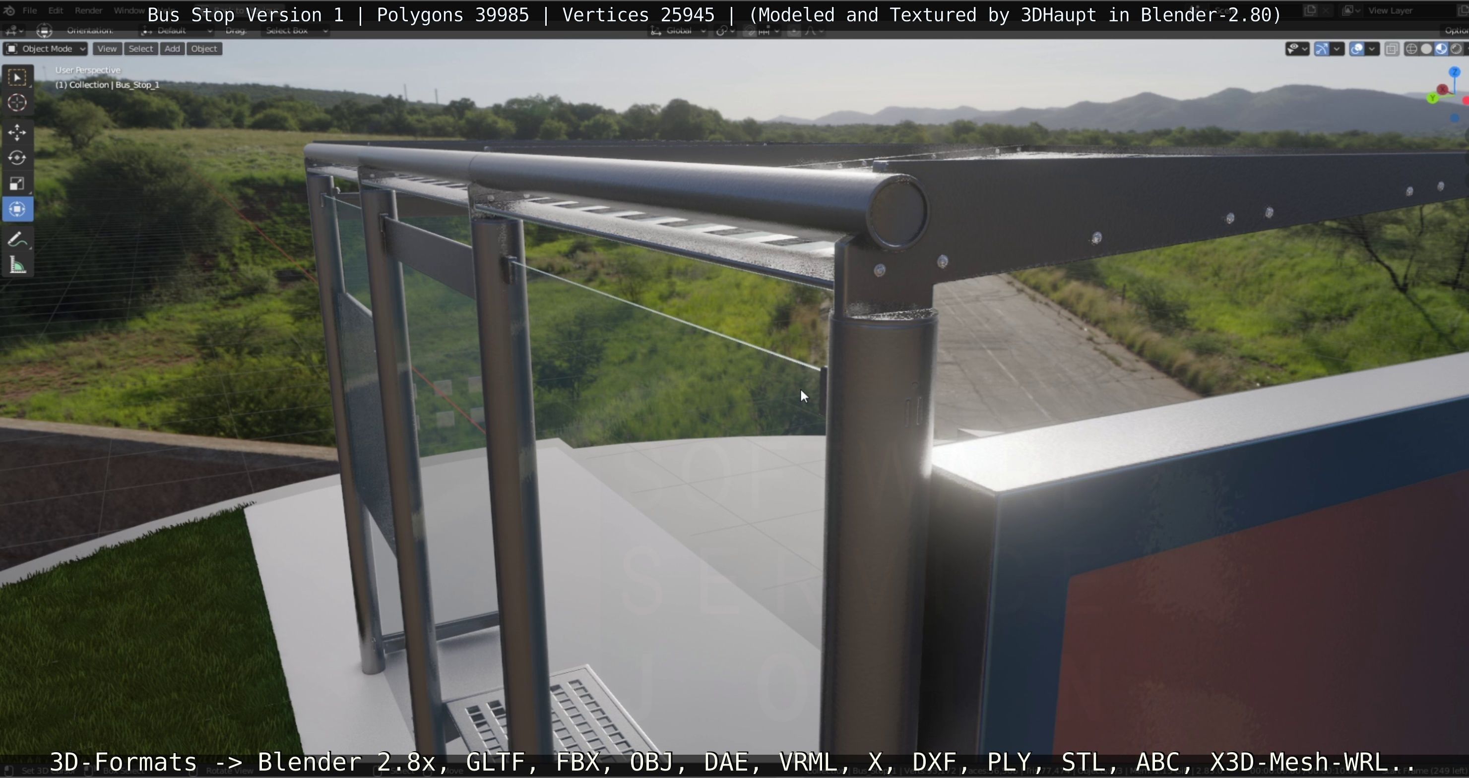 Bus Stop Version 1 Low-poly 3D model_41