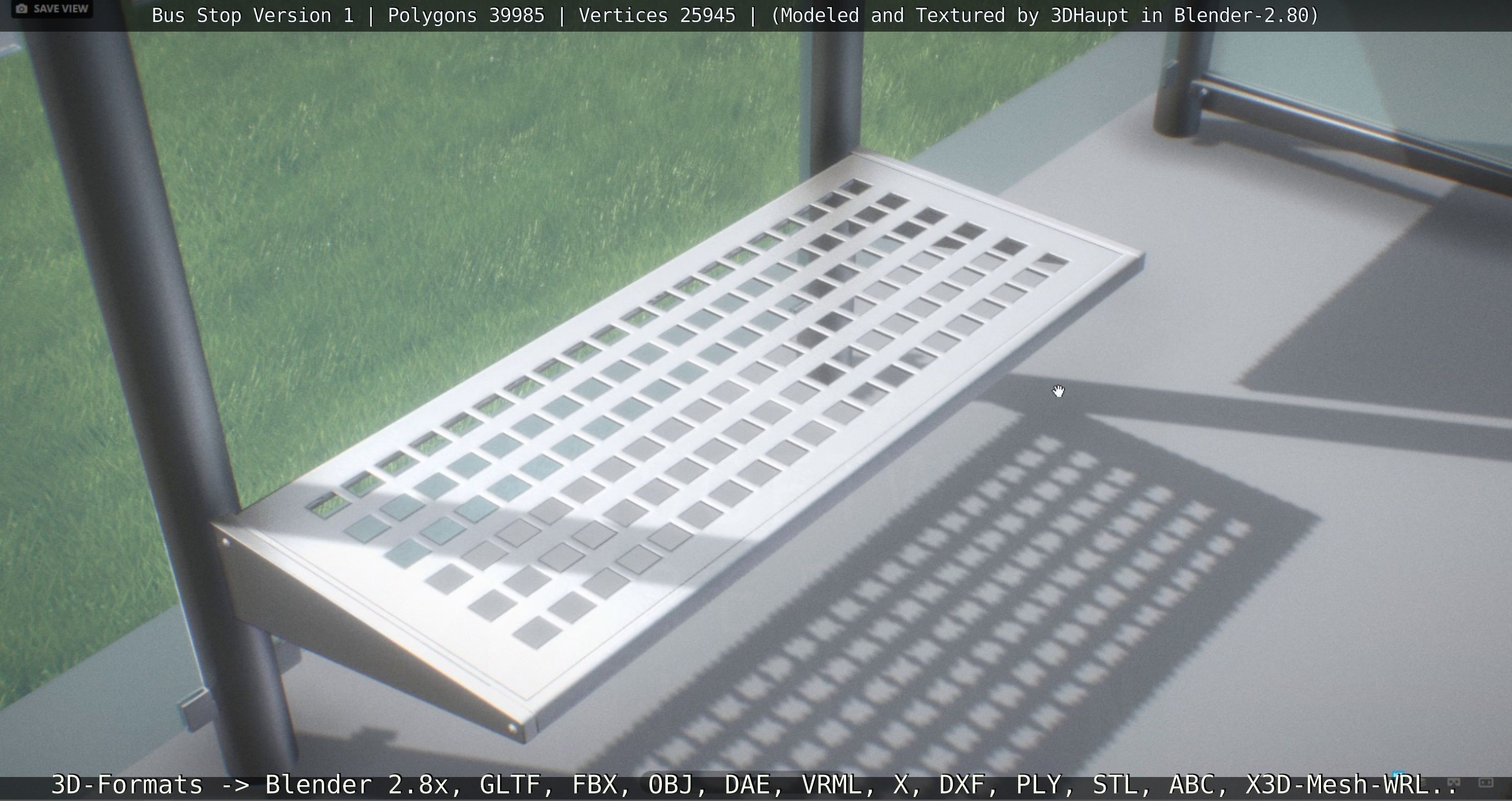 Bus Stop Version 1 Low-poly 3D model_29