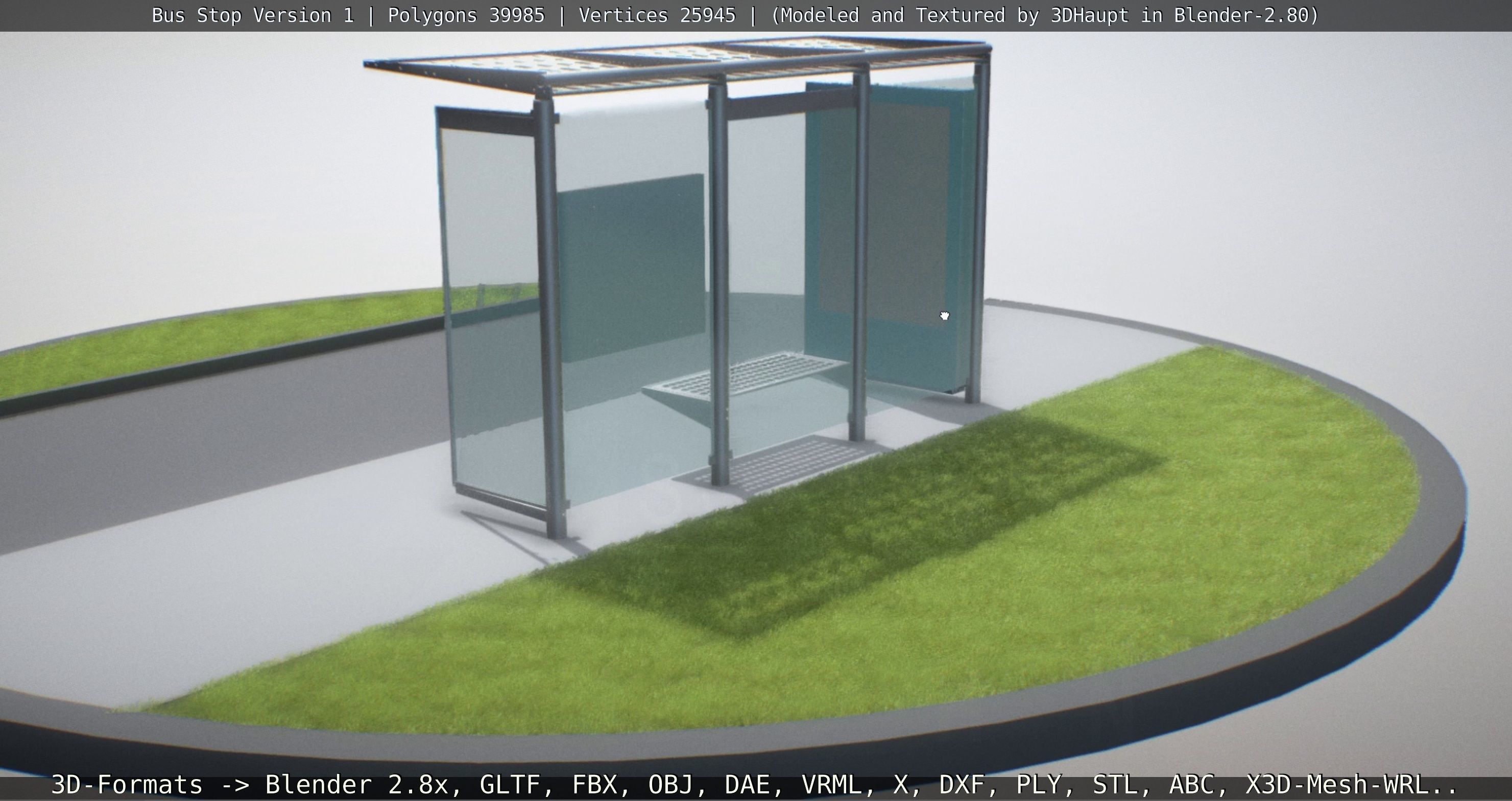 Bus Stop Version 1 Low-poly 3D model_19