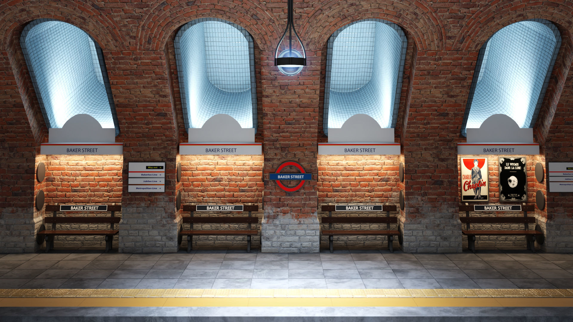 London underground station - Baker Street 3D model_3