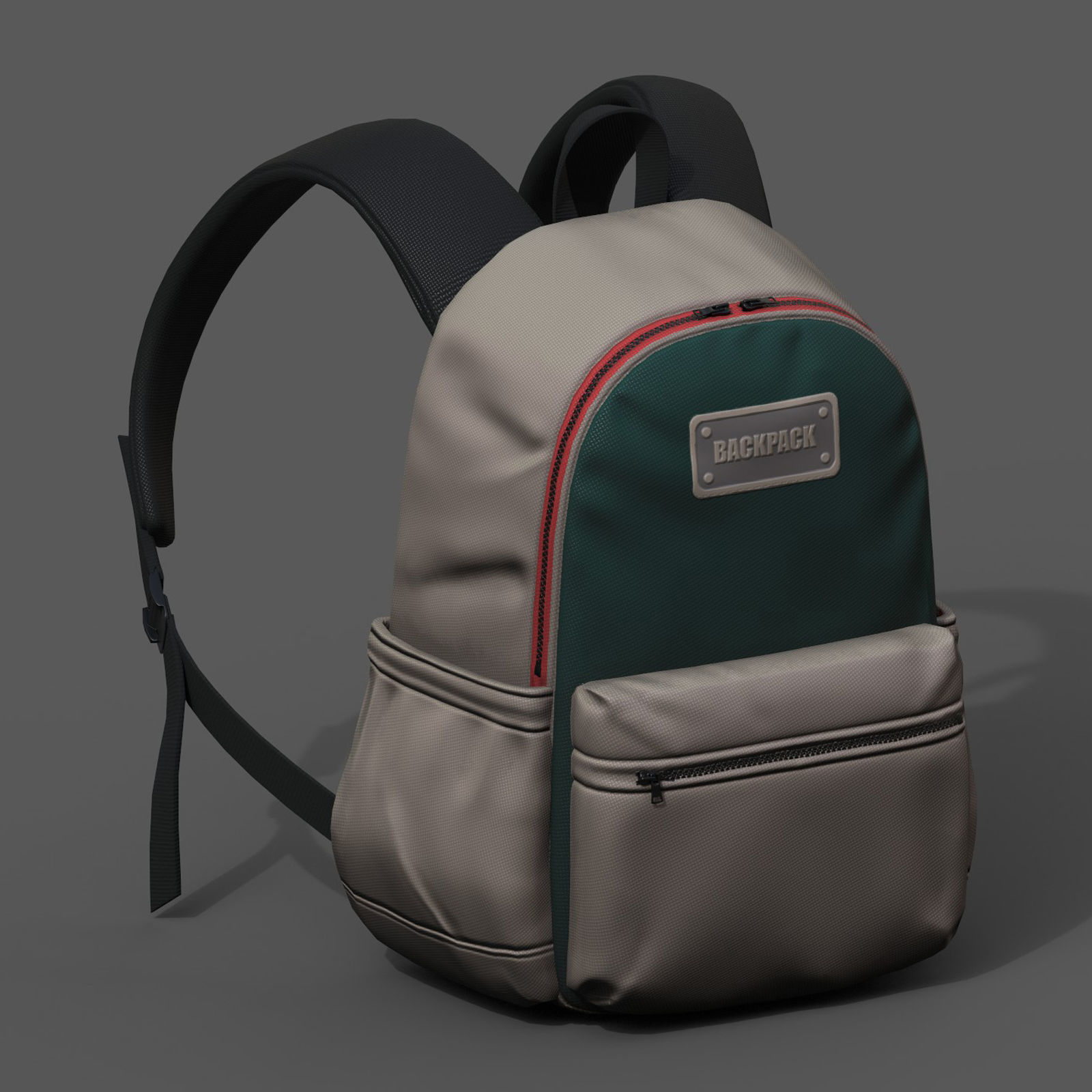 Backpack Camping bag baggage pockets Low-poly 3D model_4