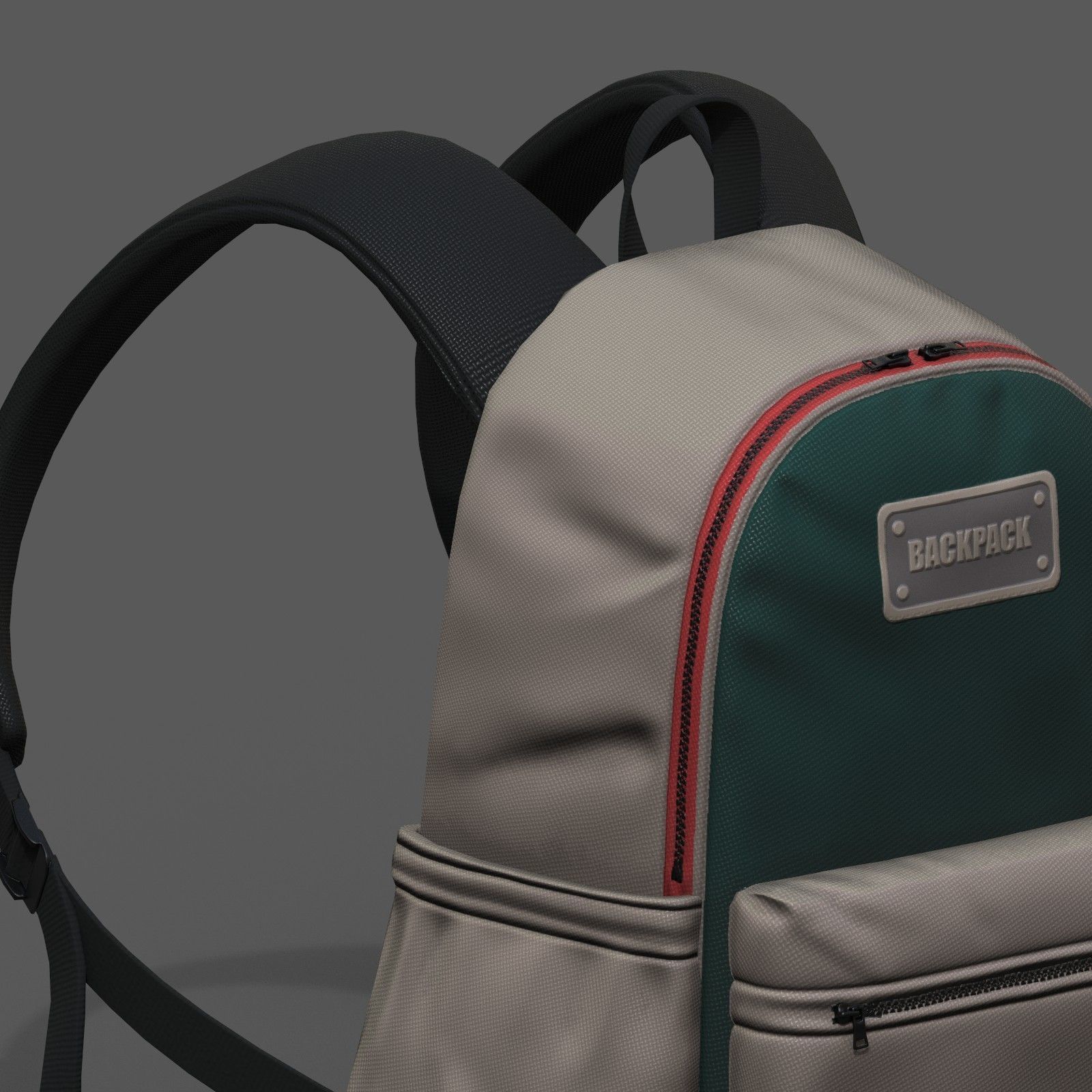 Backpack Camping bag baggage pockets Low-poly 3D model_8