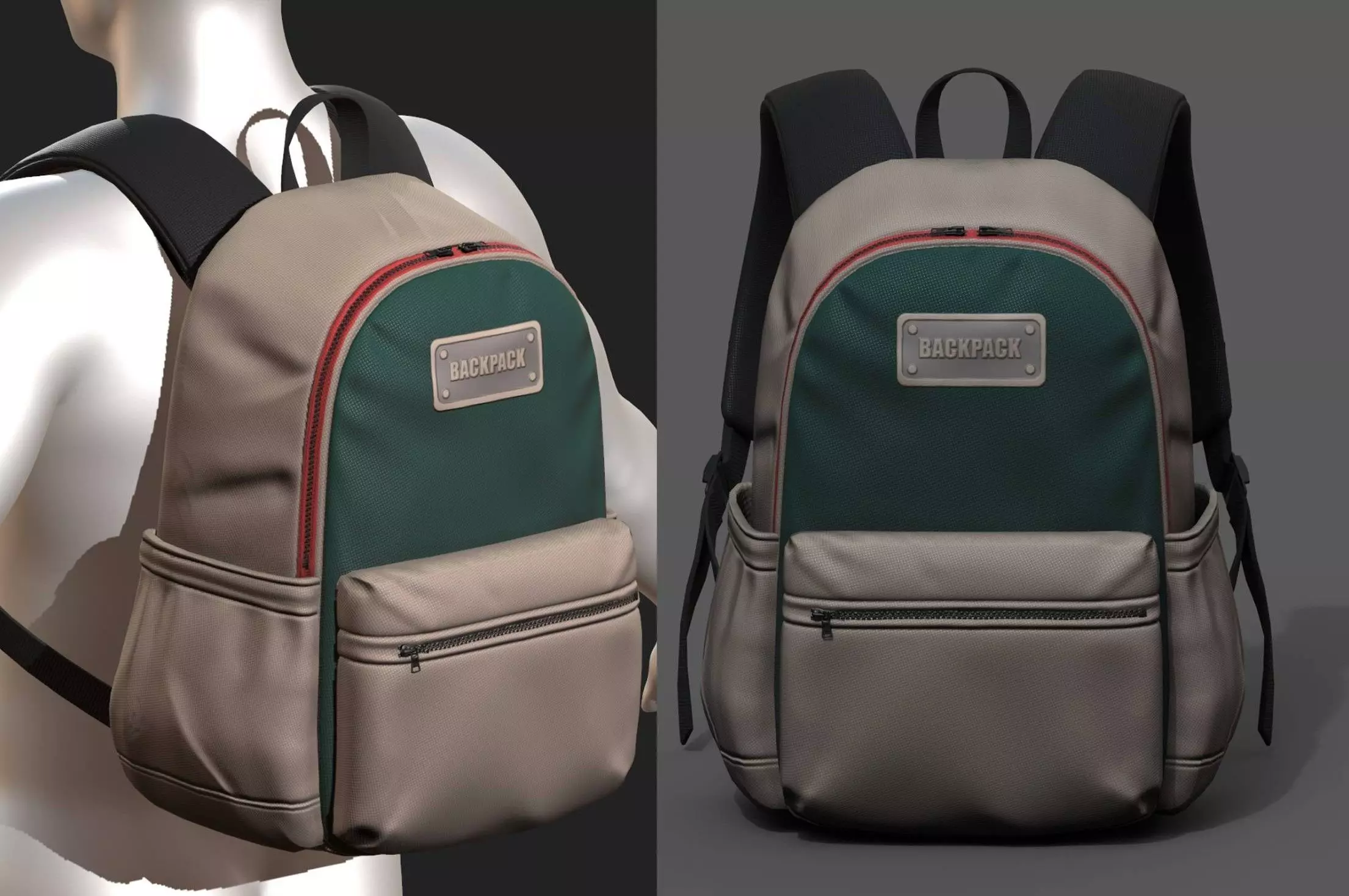 Backpack Camping bag baggage pockets Low-poly 3D model_0