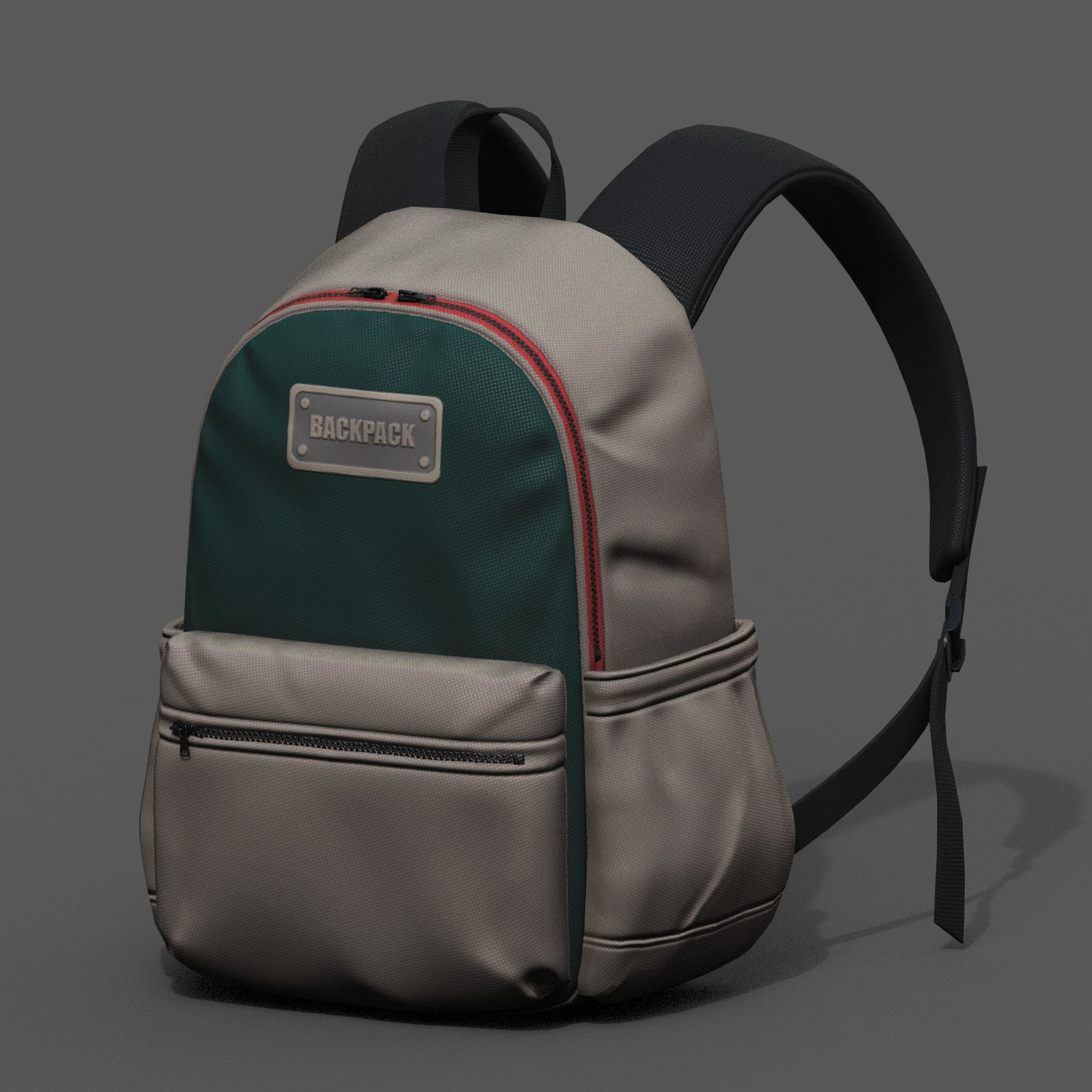 Backpack Camping bag baggage pockets Low-poly 3D model_1